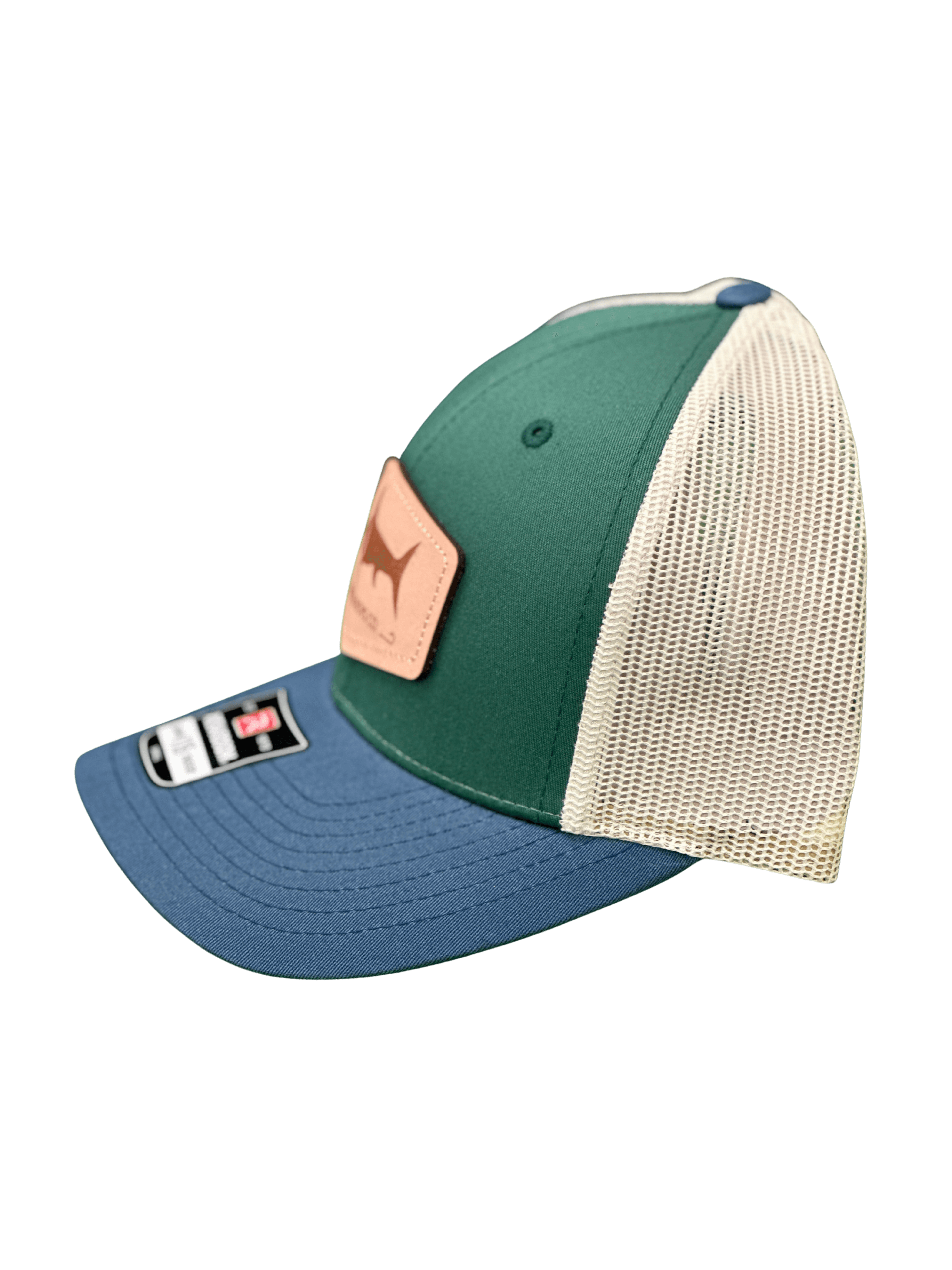 Leather Logo Hat Green & Navy