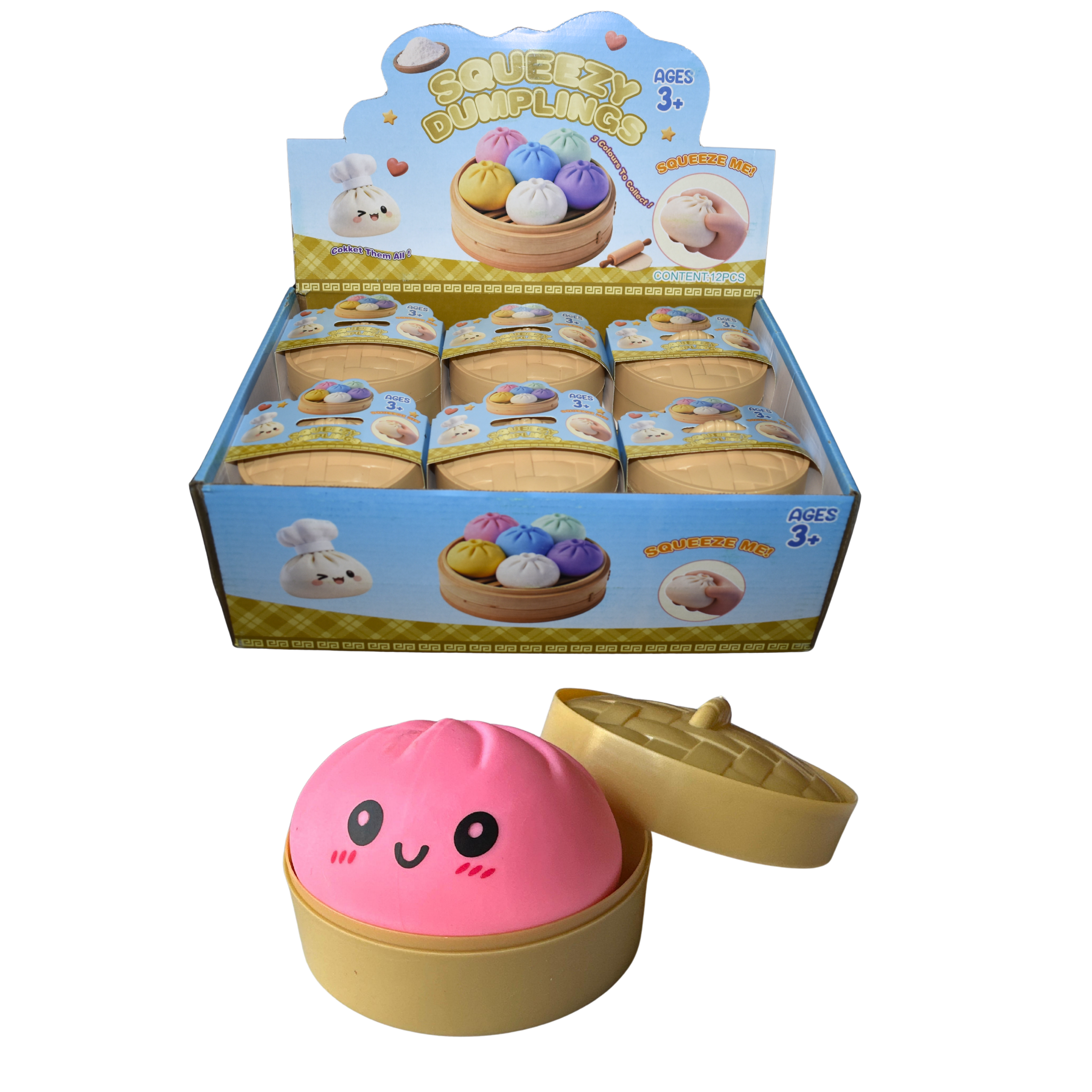 Squeezy Dumpling Toy – Assorted Colors (3.5") MSDS3