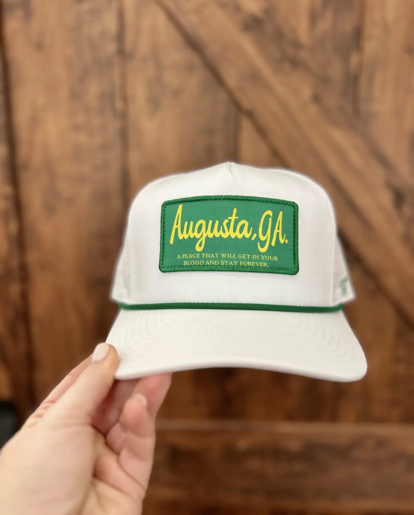 White Augusta, GA Patch Hat with Rope