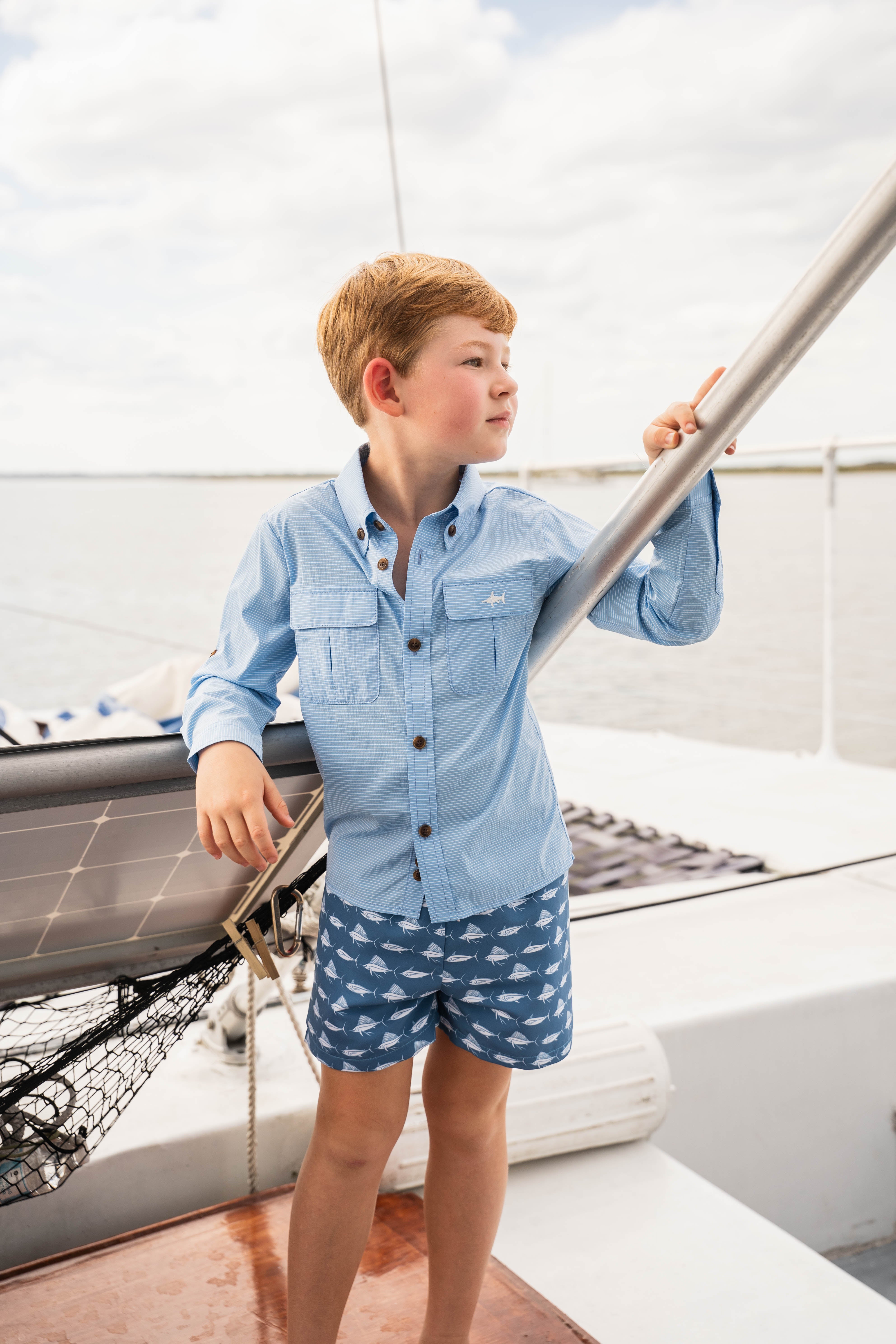 Flagler Fishing Shirt Blue Stripe