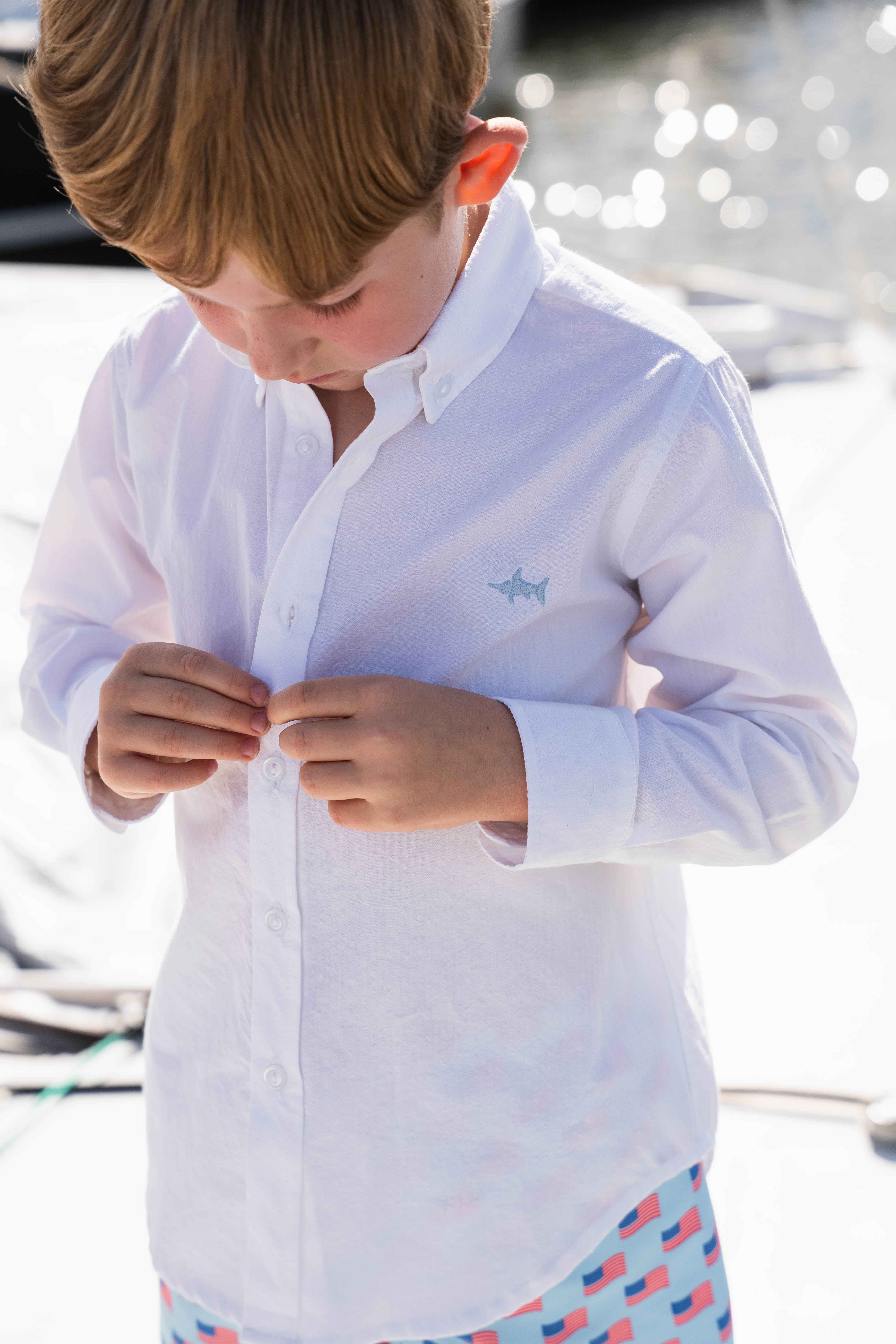 Carter Oxford Shirt White Solid Seersucker