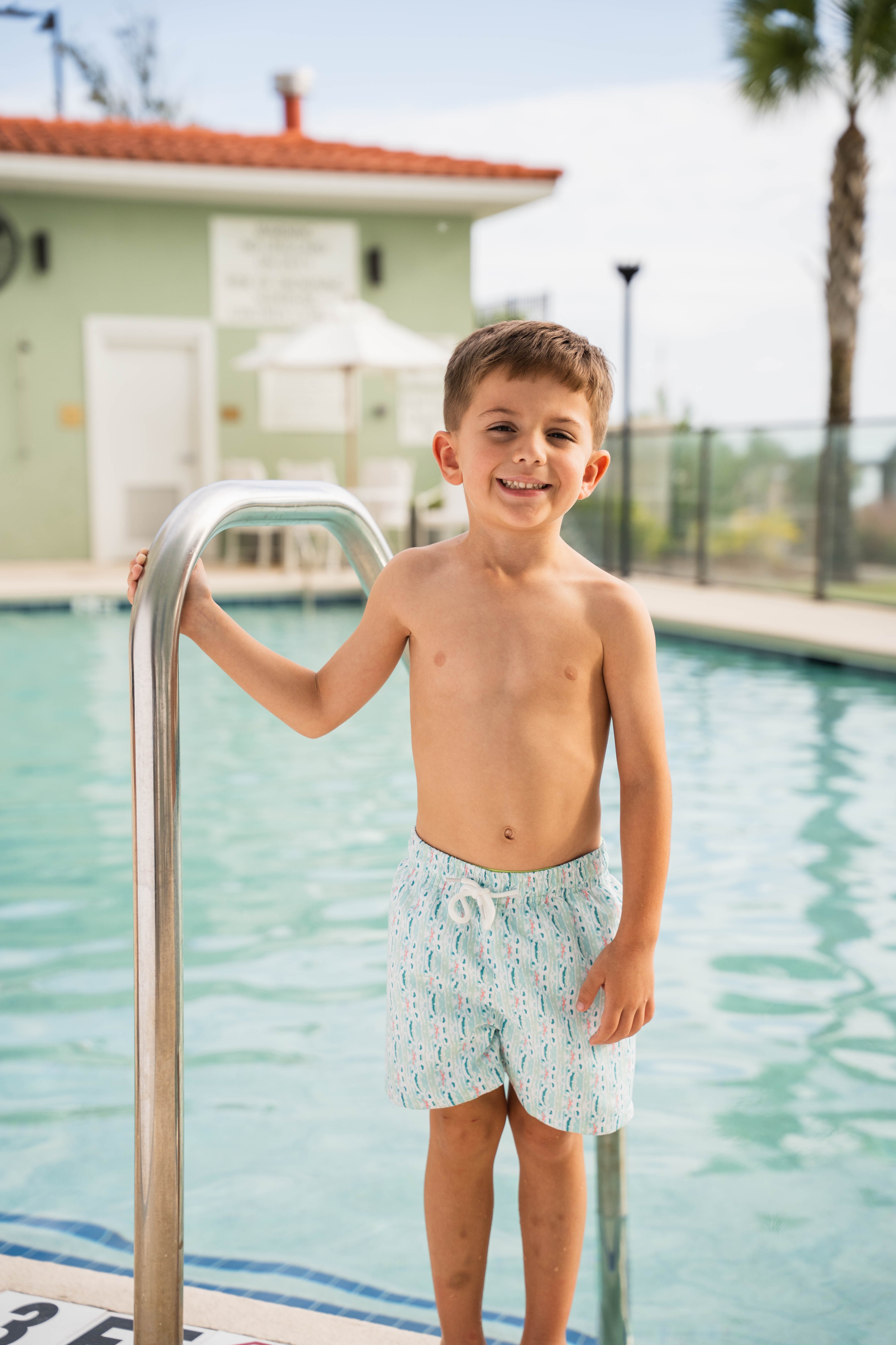 Saint Simons Swim Trunk White Ikat