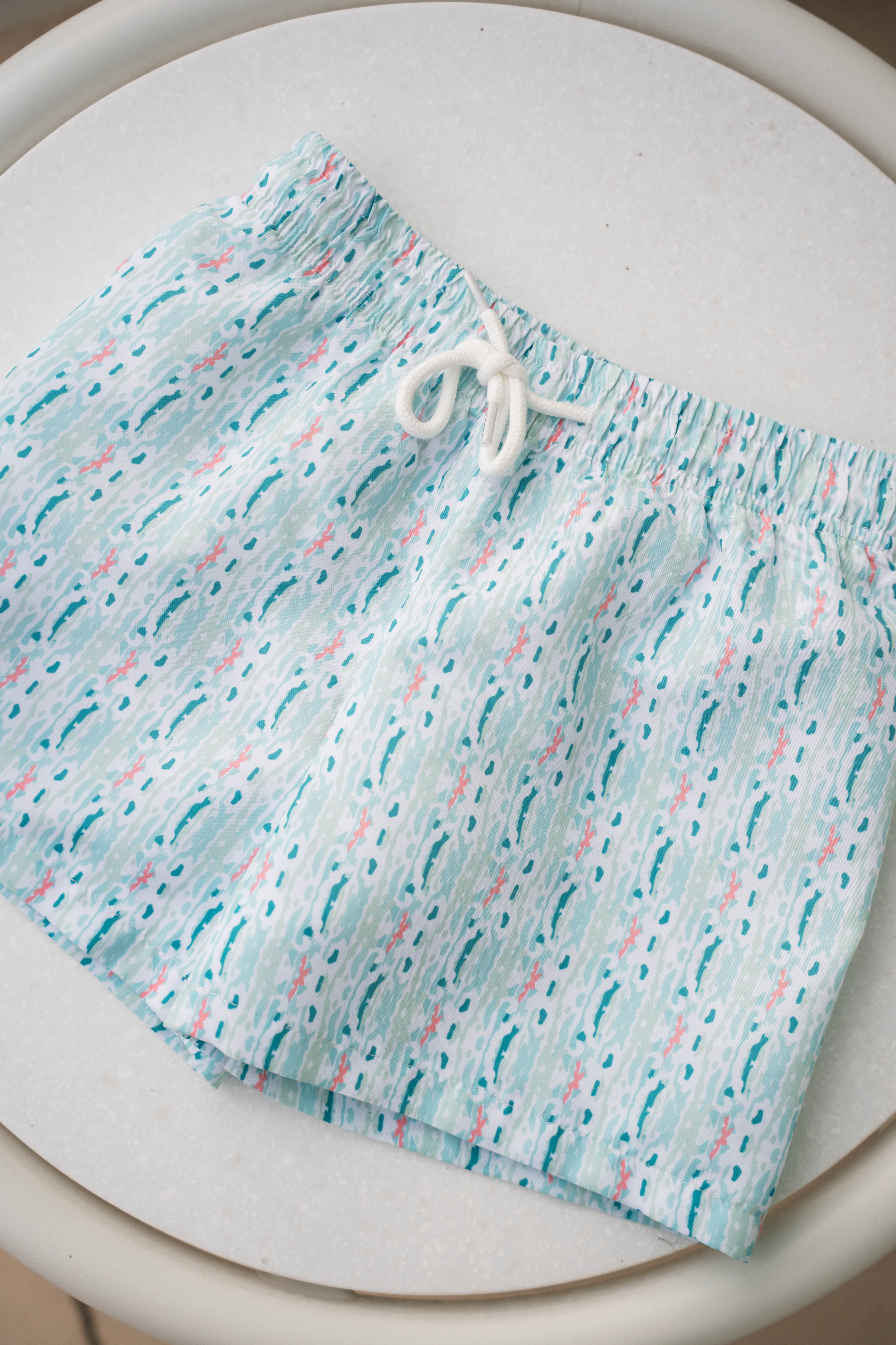 Saint Simons Swim Trunk White Ikat