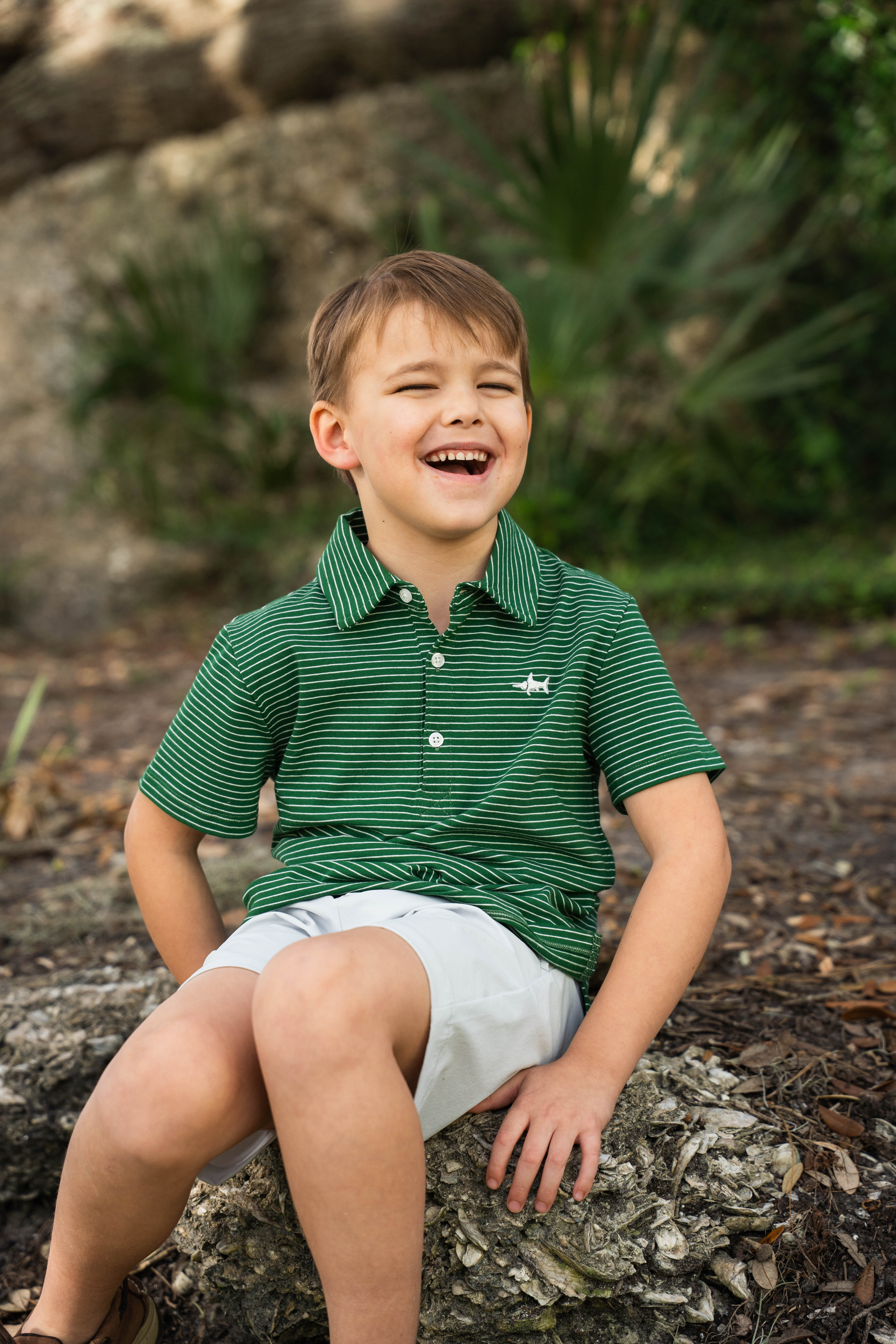 Banks Polo Green/White Stripe