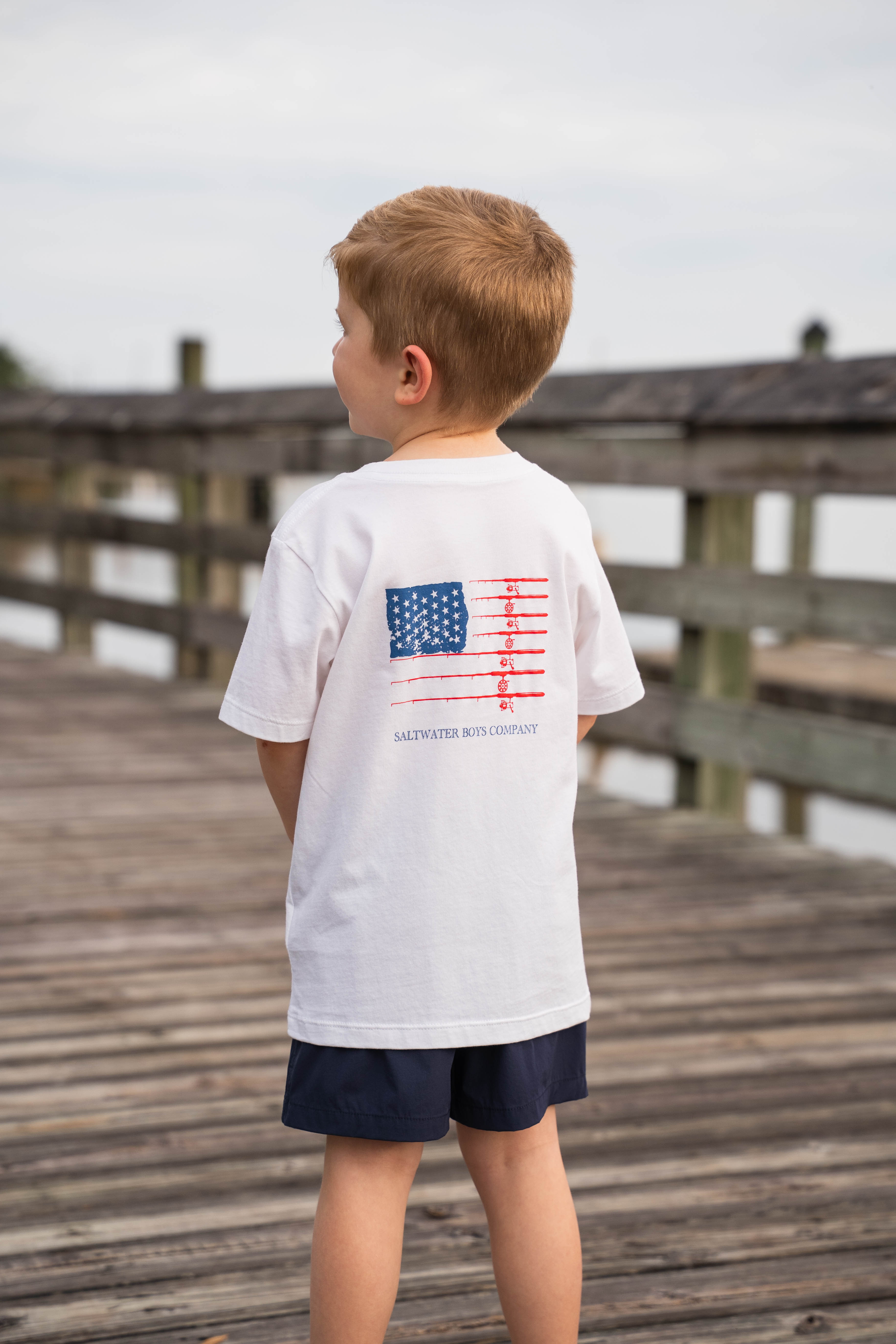 Fishing Pole Flag T-Shirt - White