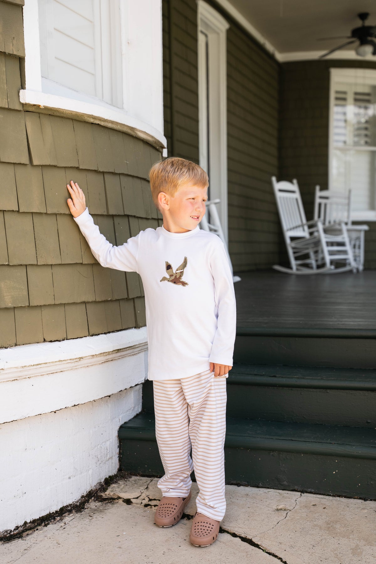 2 Piece Applique Boys Pant Set - Camo Duck