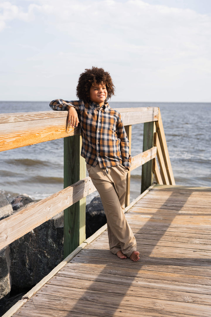 Folly Island Boys Flannel Camel