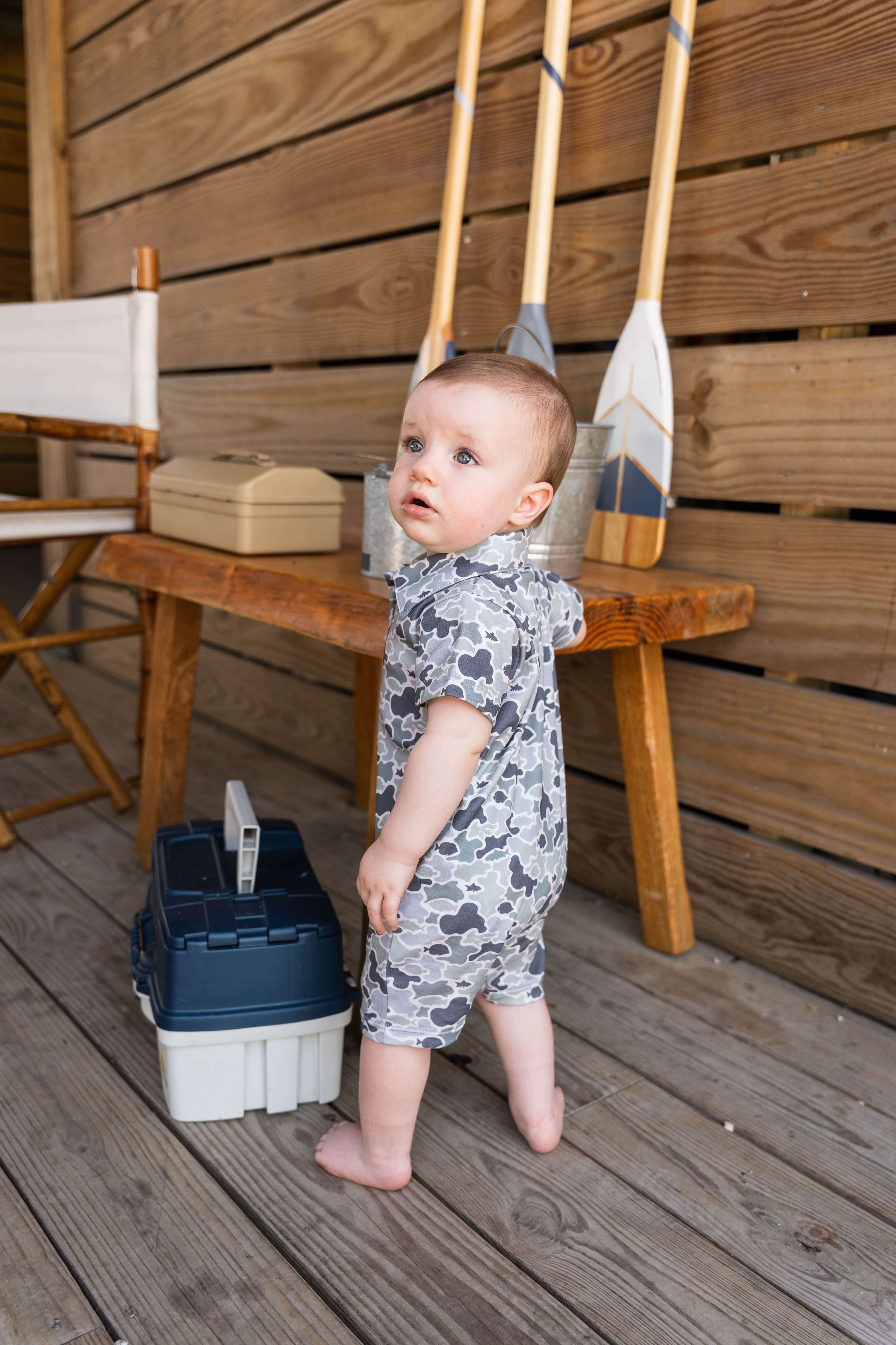 SBC Signature Pima Boys Polo SS Romper Camo