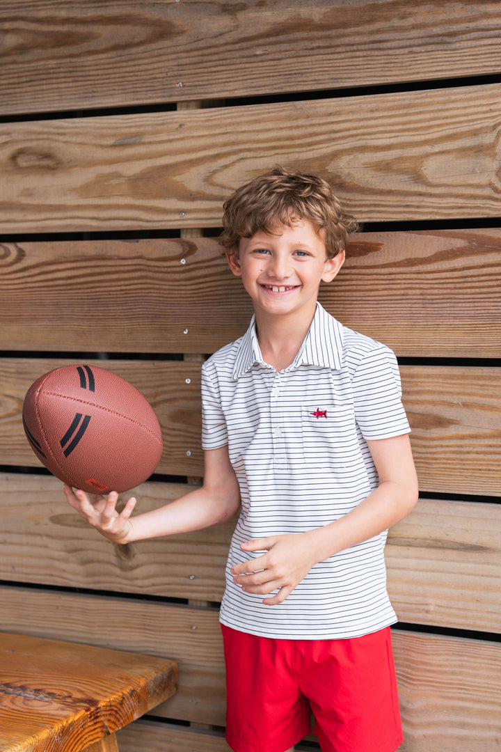 Marco Boys Performance Polo White Stripe