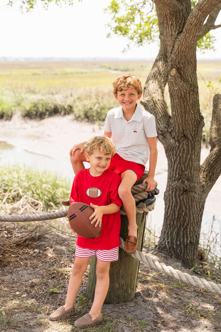 2 Piece Boys Applique Short Set - Football