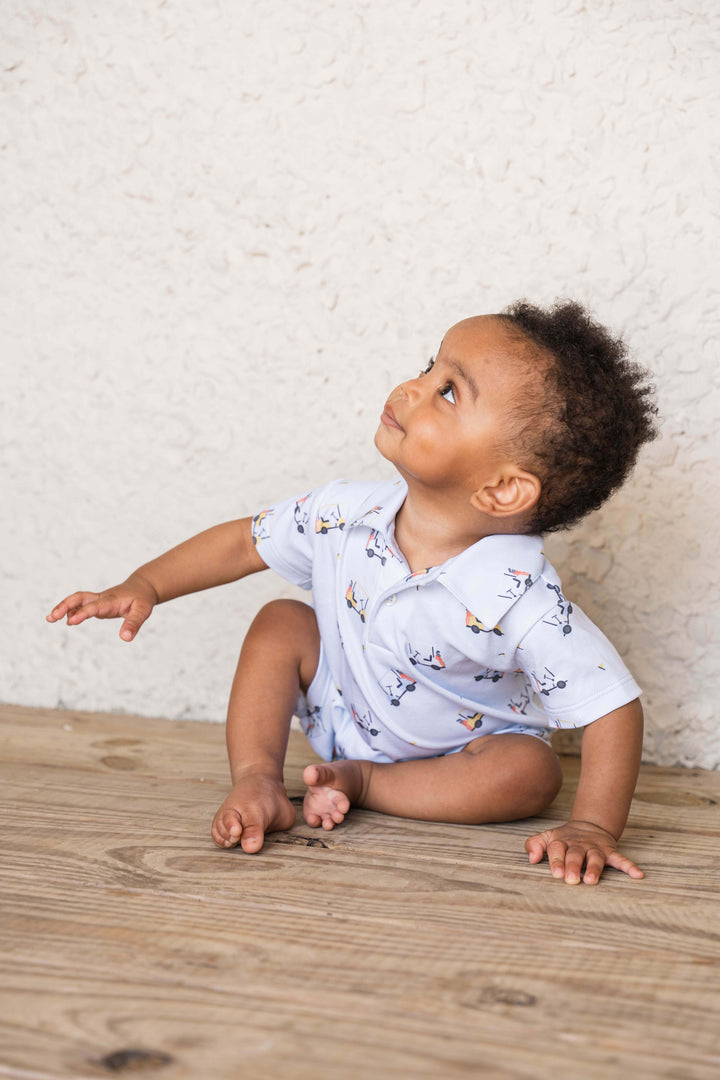 SBC Signature Pima Boys Polo SS Romper Golf carts