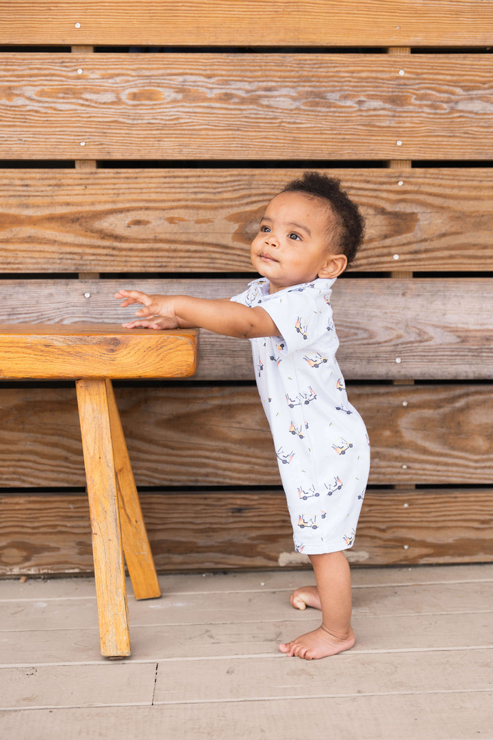 SBC Signature Pima Boys Polo SS Romper Golf carts