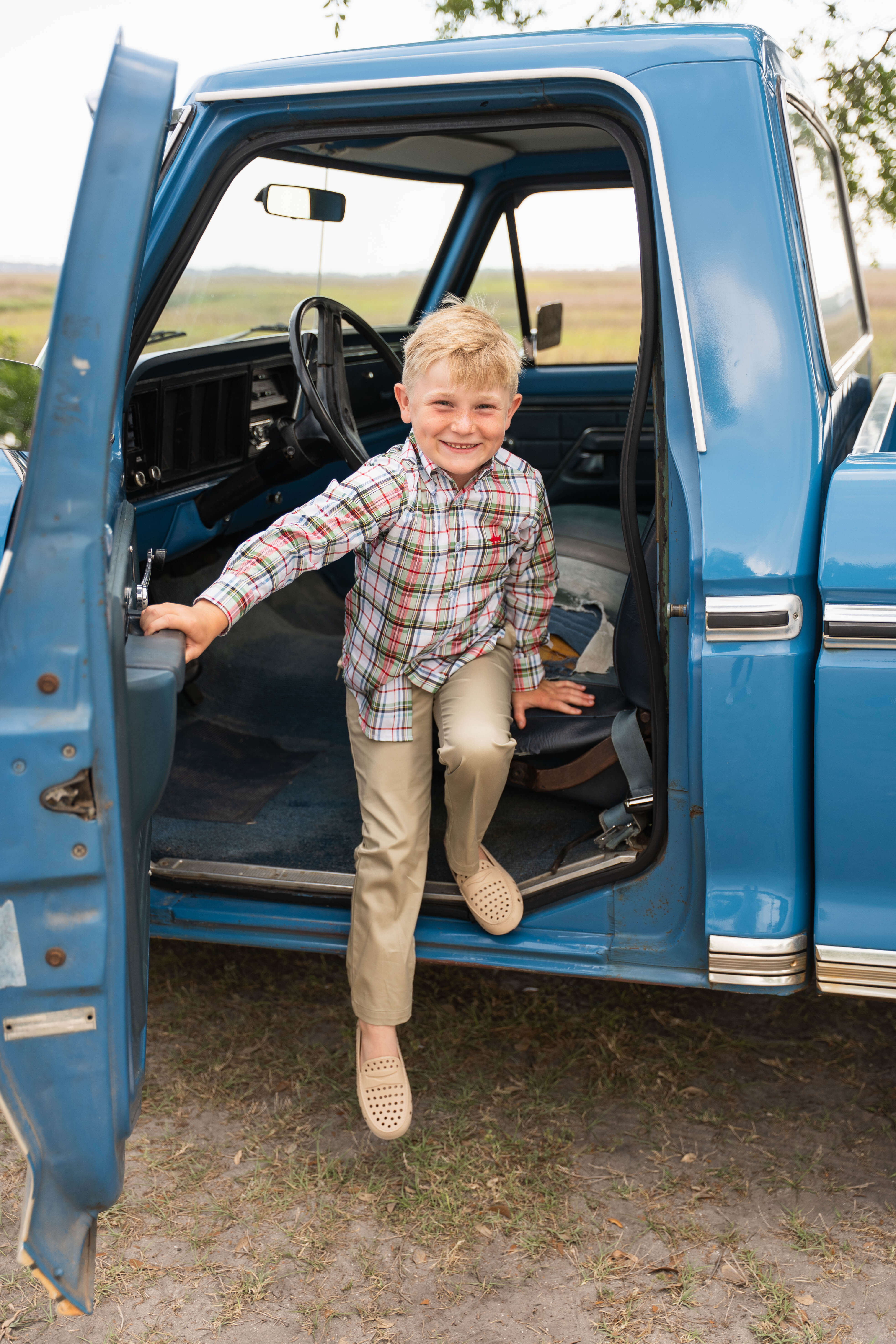 Carter Oxford Boys Shirt Creme Plaid