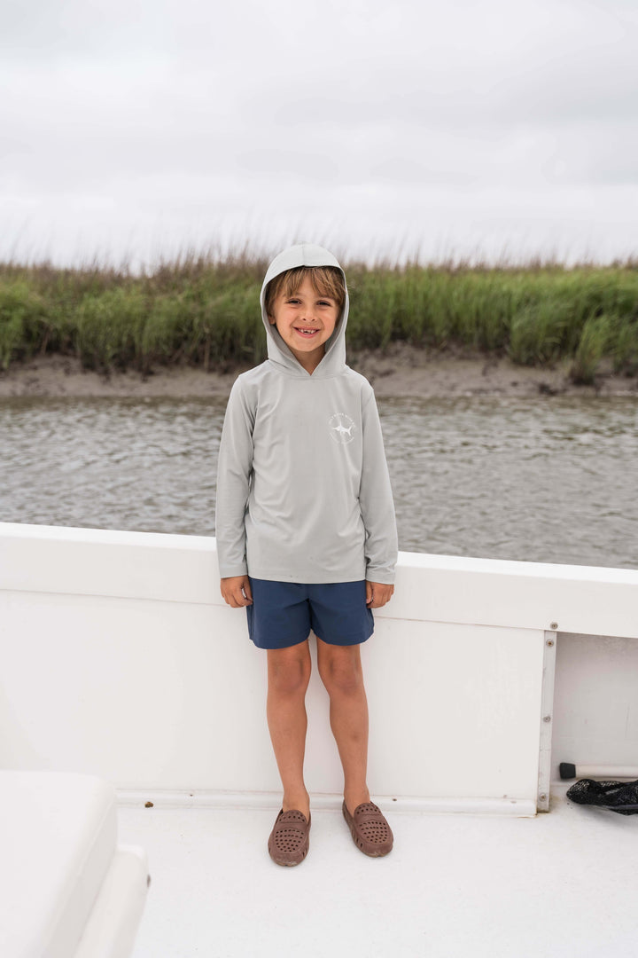 Flag Shark Boys Performance Hoodie Grey
