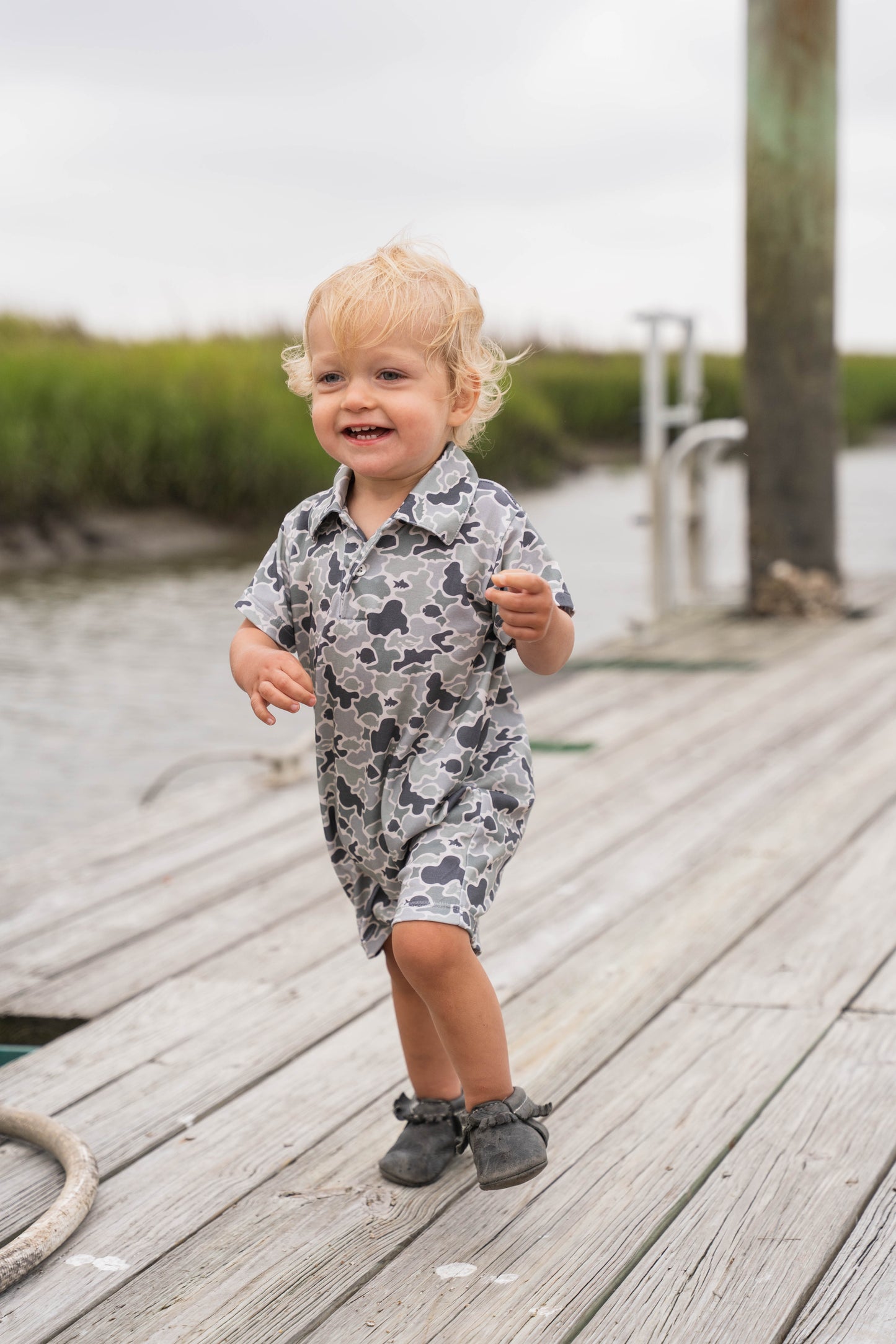 SBC Signature Pima Polo SS Romper Camo