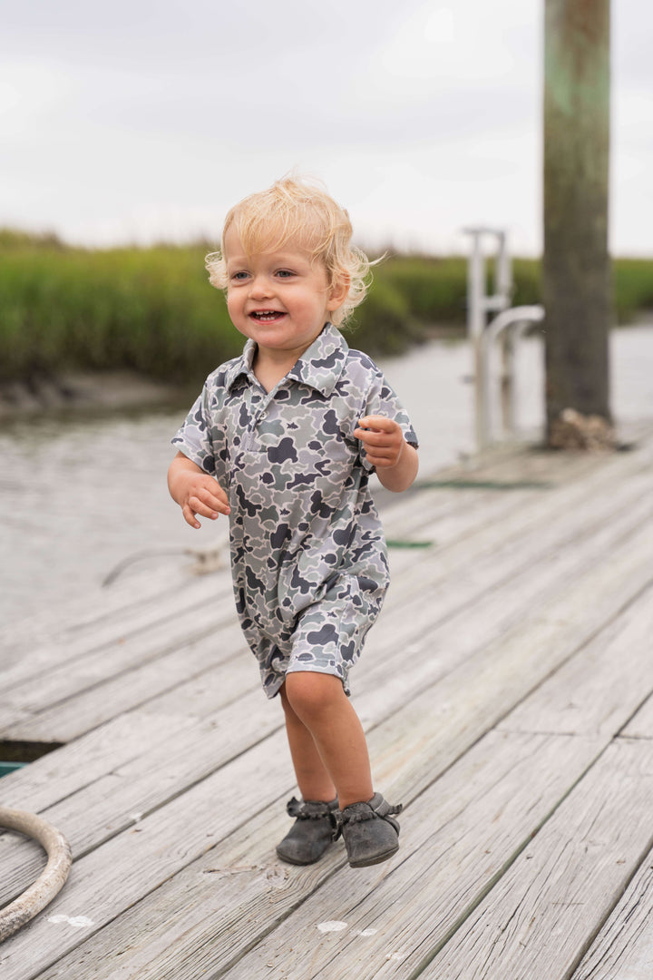 SBC Signature Pima Boys Polo SS Romper Camo