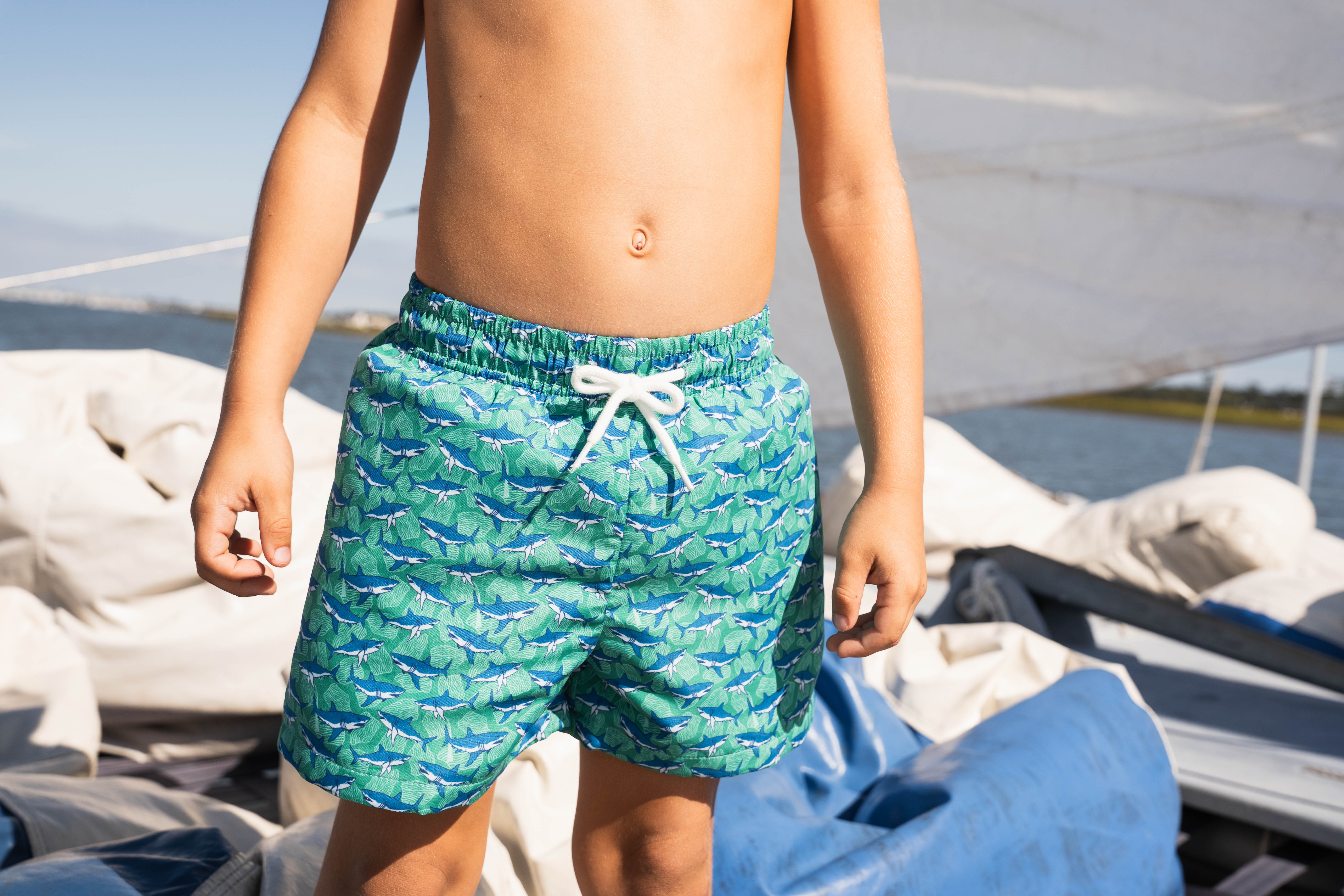 Saint Simons Swim Trunk Green Shark