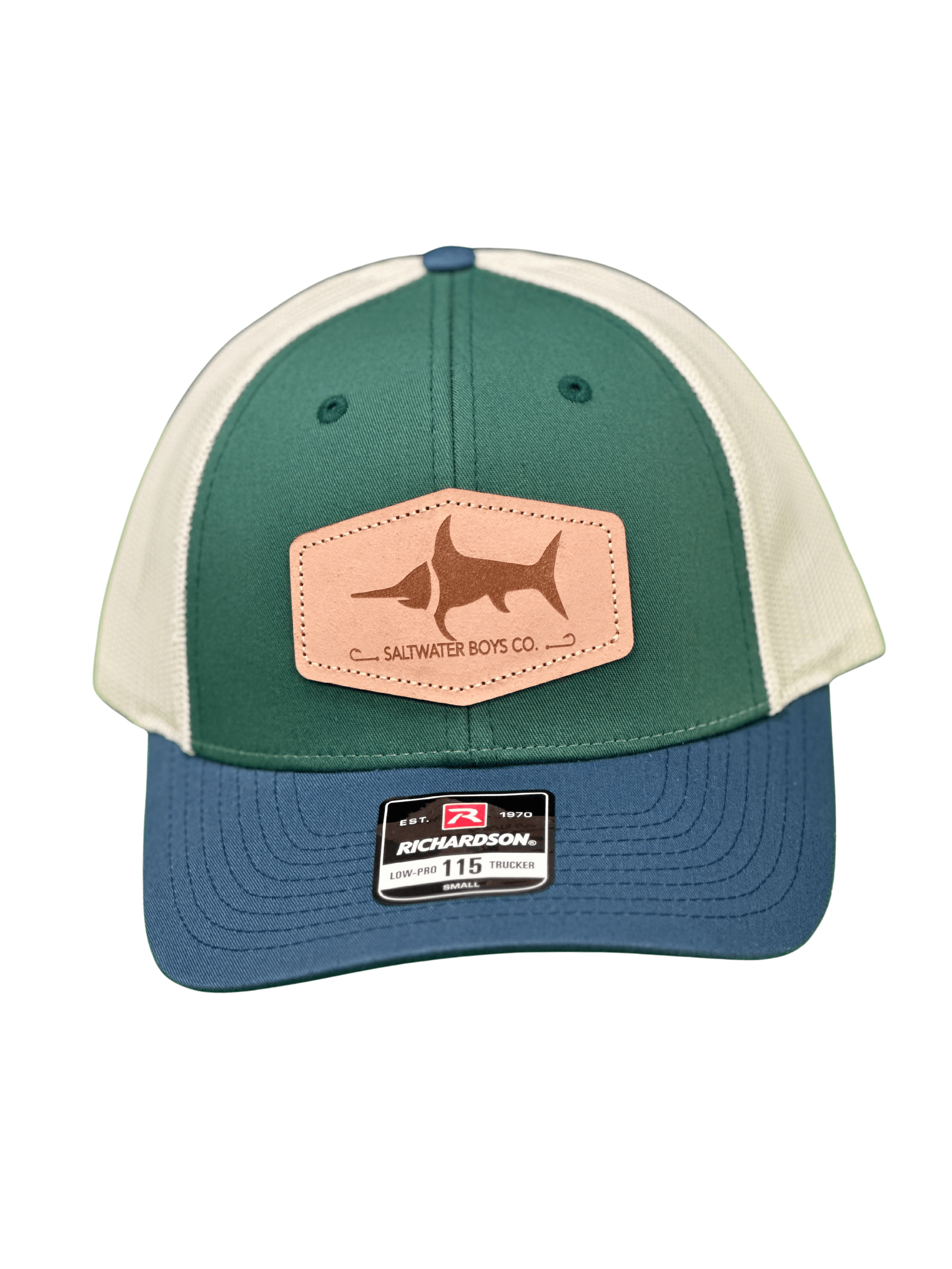 Leather Logo Hat Green & Navy