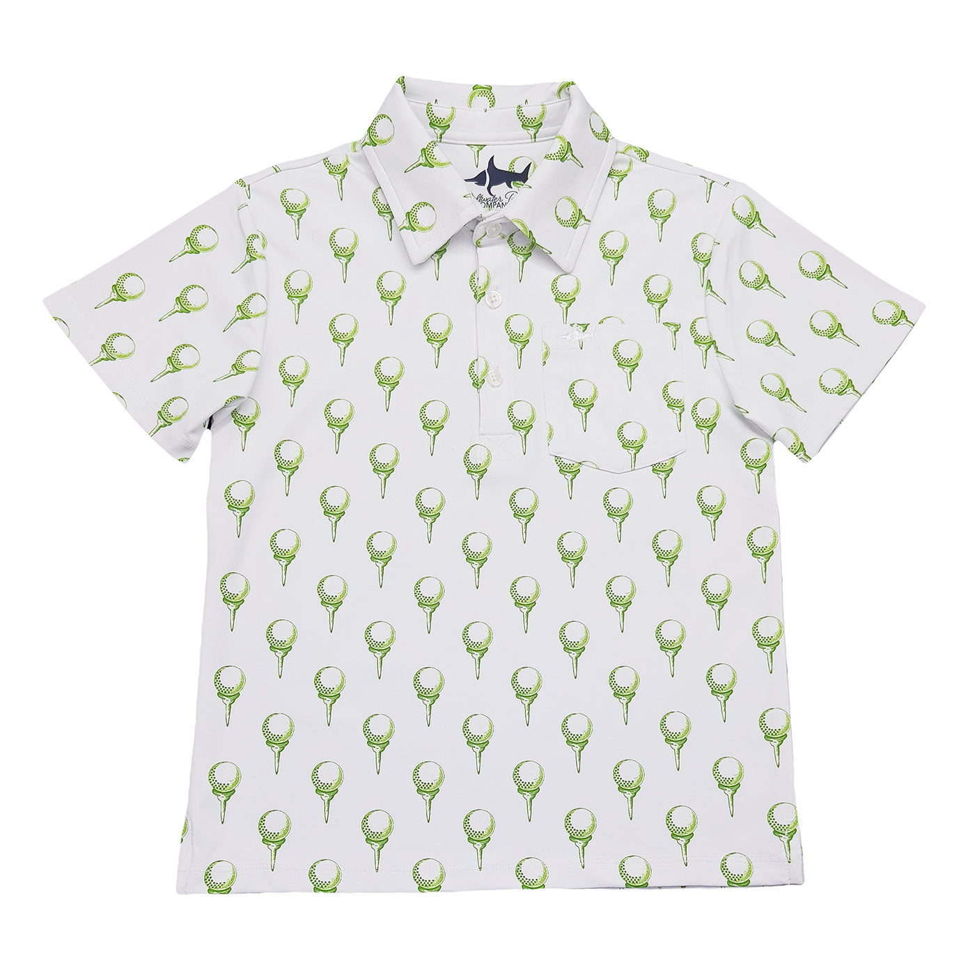 Inshore Performance Polo White Golf Print