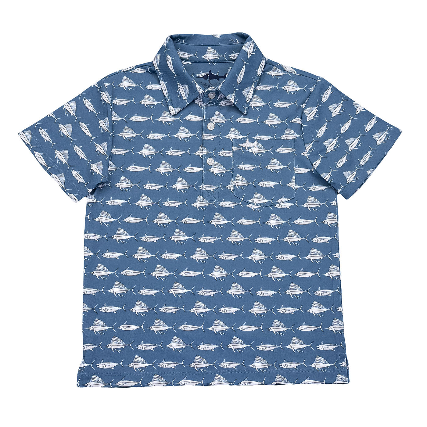 color fish polo Inshore Performance Polo: Navy White Fish