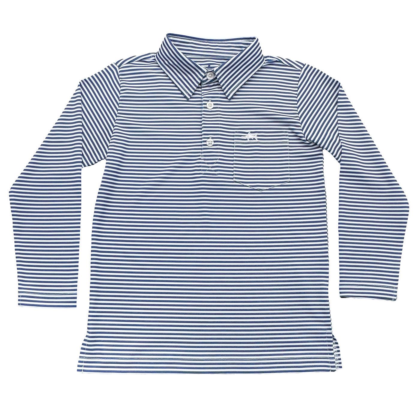 Inshore Performance Polo LS Navy Stripe
