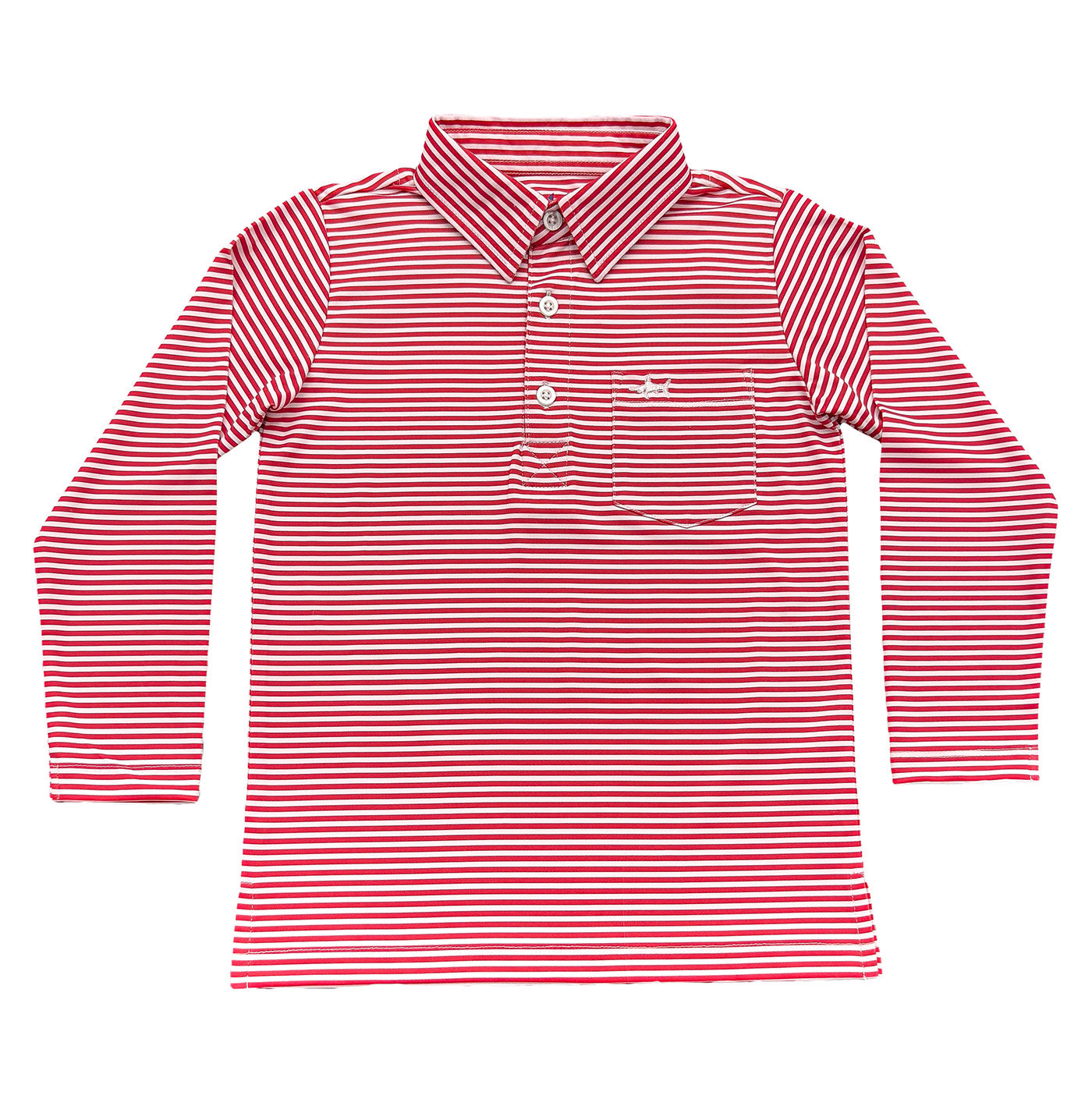 Inshore Performance Polo LS Red Stripe