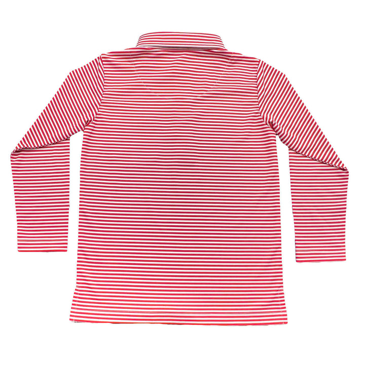 Inshore Boys Performance Polo LS Red Stripe