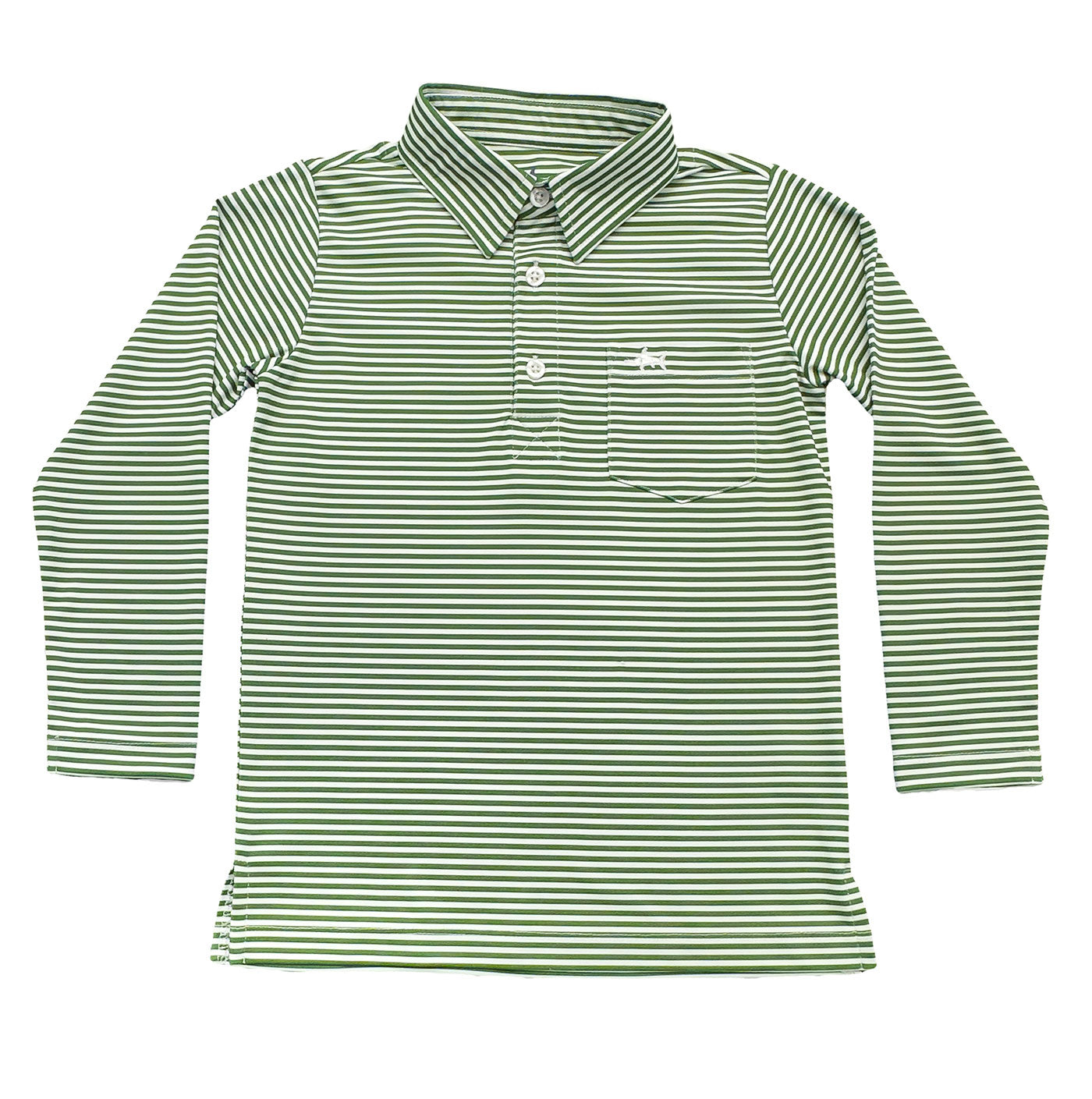 Inshore Performance Polo LS Green Stripe