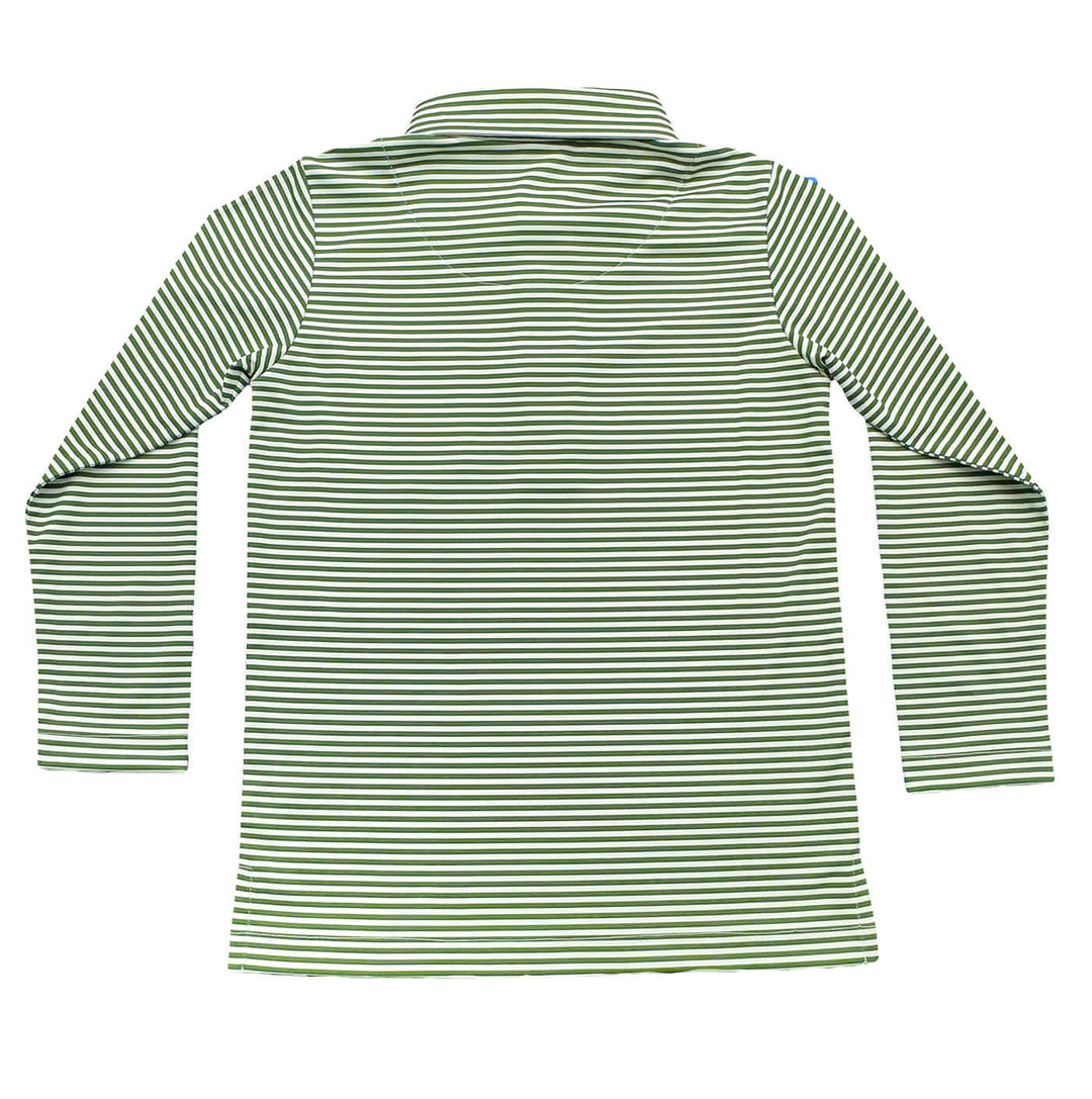Inshore Boys Performance Polo LS Green Stripe