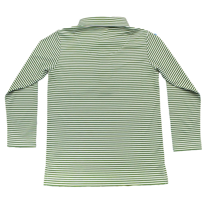 Inshore Boys Performance Polo LS Green Stripe