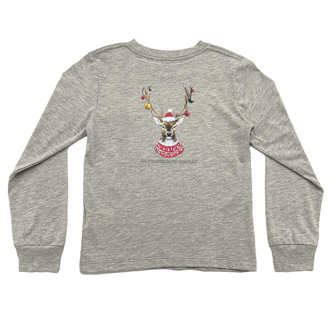 Christmas Ornament Deer Graphic Tee LS Grey