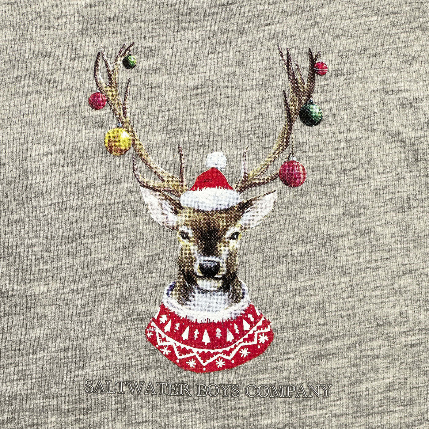 Christmas Ornament Deer Boys Graphic Tee LS Grey