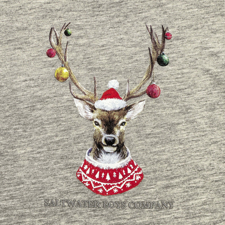 Christmas Ornament Deer Boys Graphic Tee LS Grey