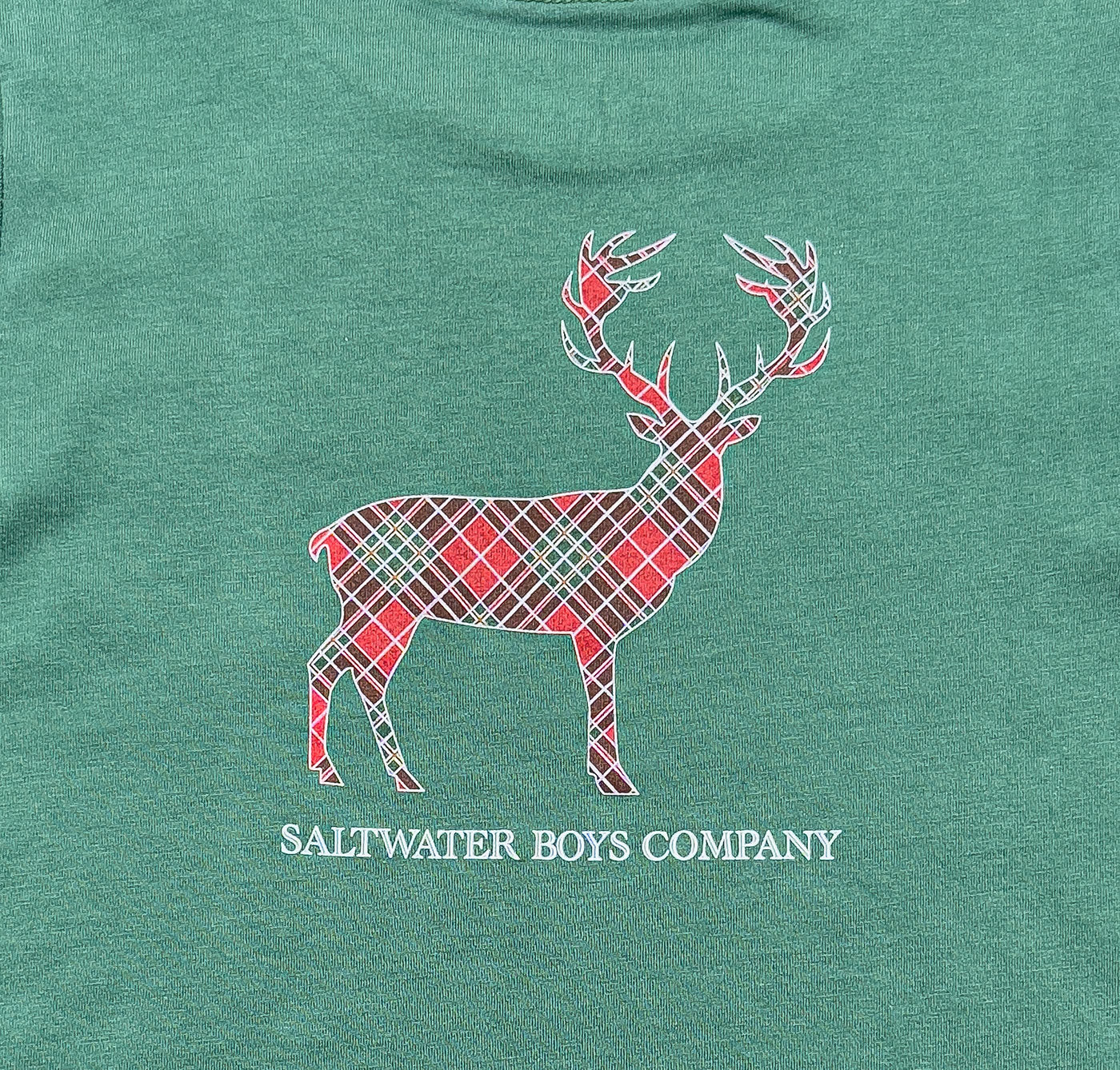 Plaid Deer Graphic Tee LS Green