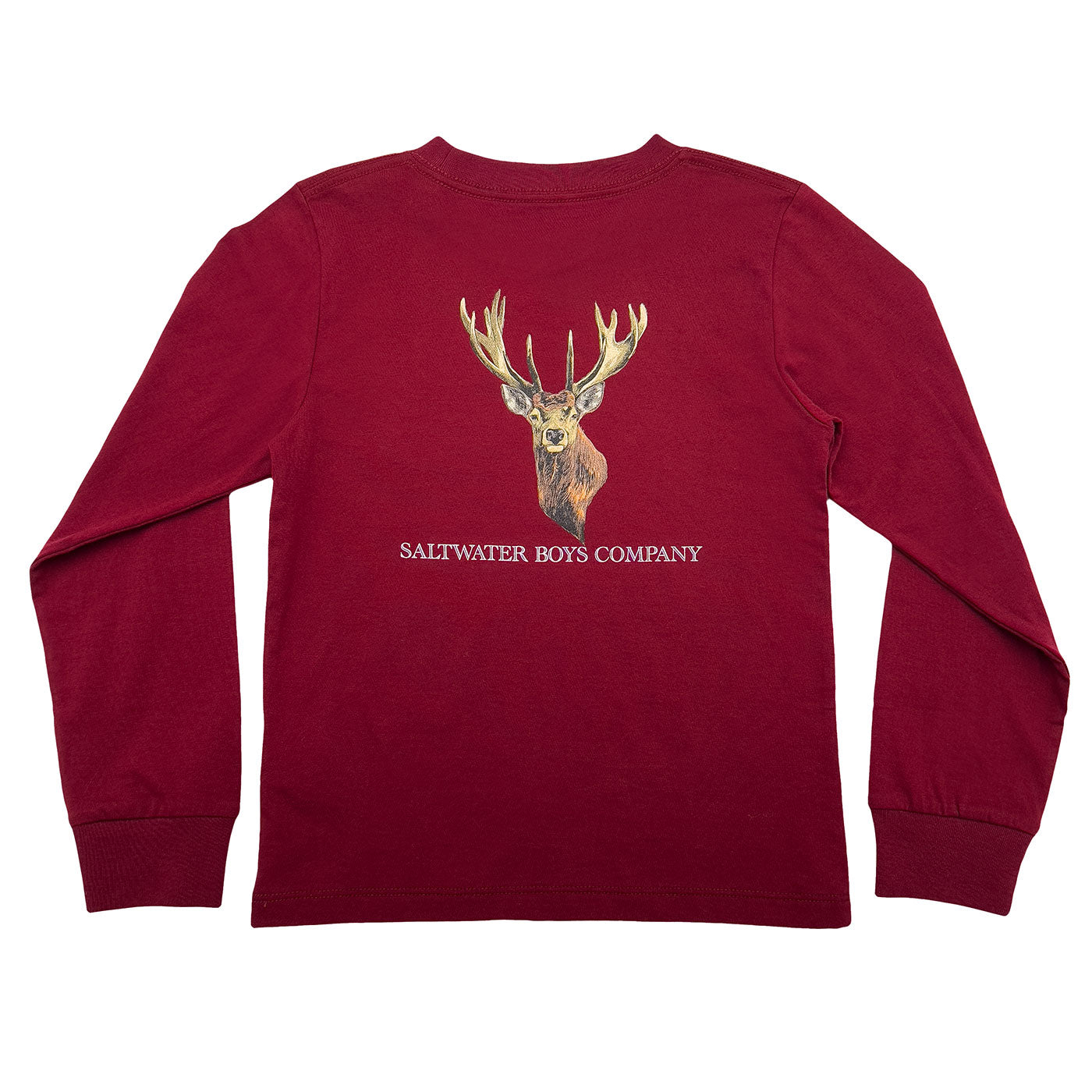 Deer Head Graphic Tee LS Maroon