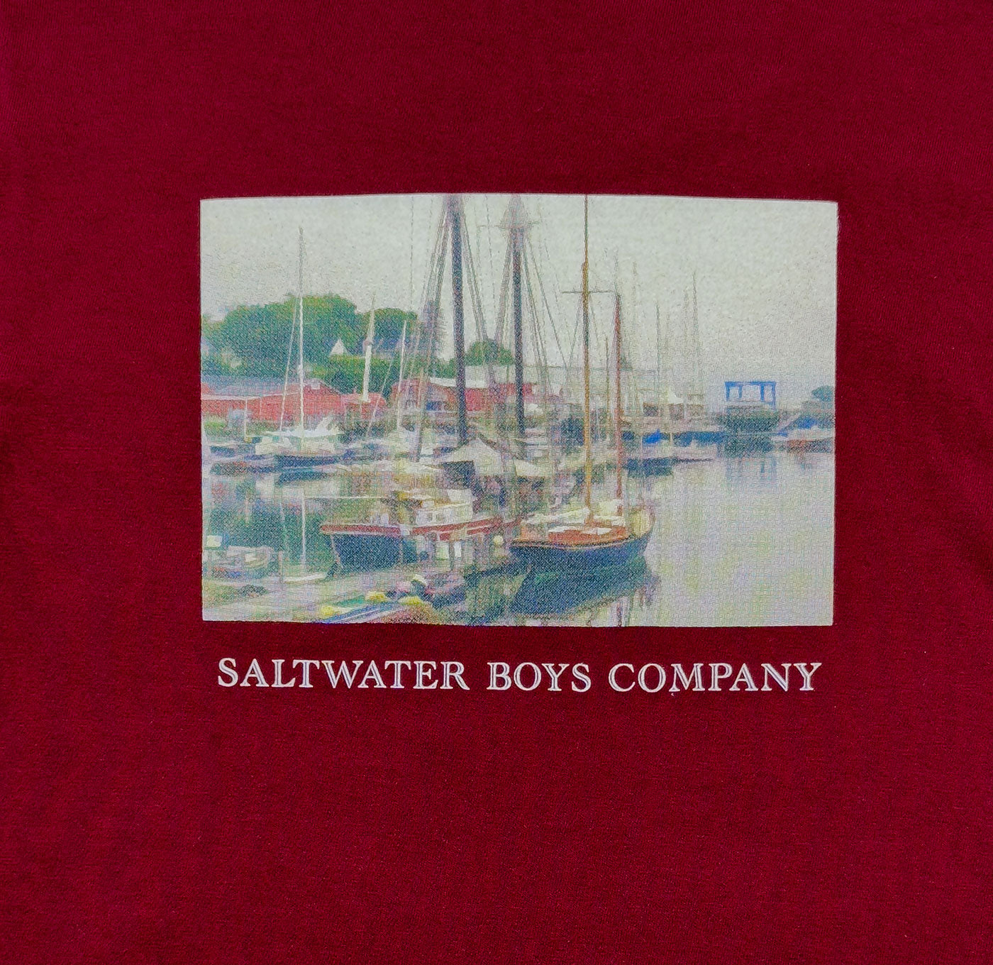 Harbor Boats Graphic Tee LS Maroon