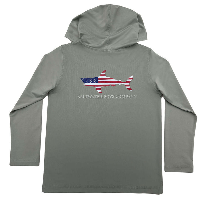 Flag Shark Boys Performance Hoodie Grey