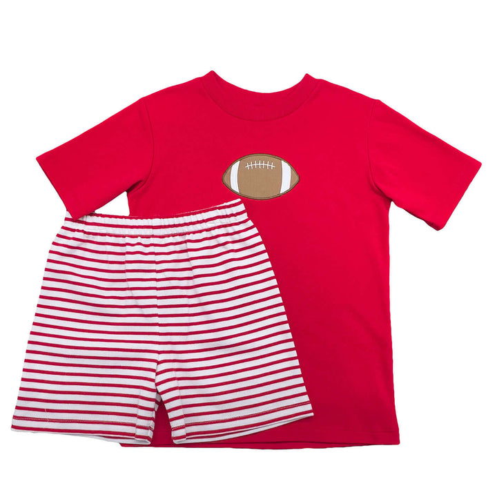 2 Piece Boys Applique Short Set - Football