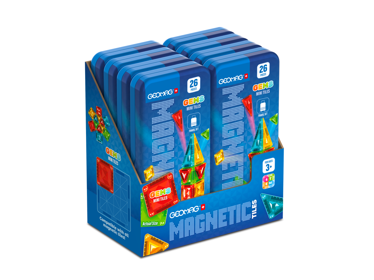 Geomag Mag Tiles Mini Gems Travel Set 8-Unit Counter Display