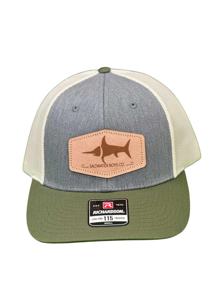 Leather Logo Hat Grey & Moss