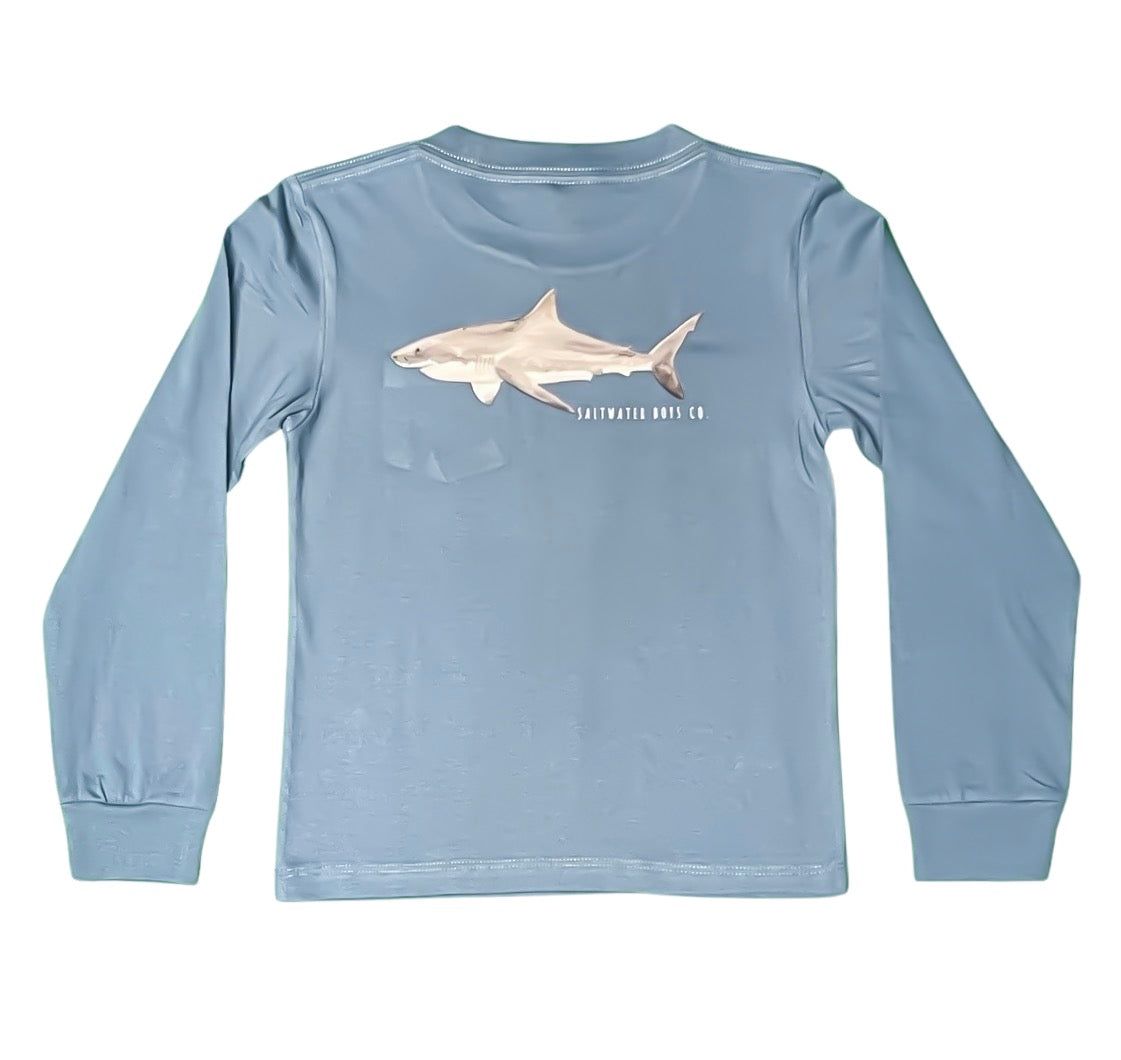Great White Long Sleeve Graphic Pocket Tee Surf