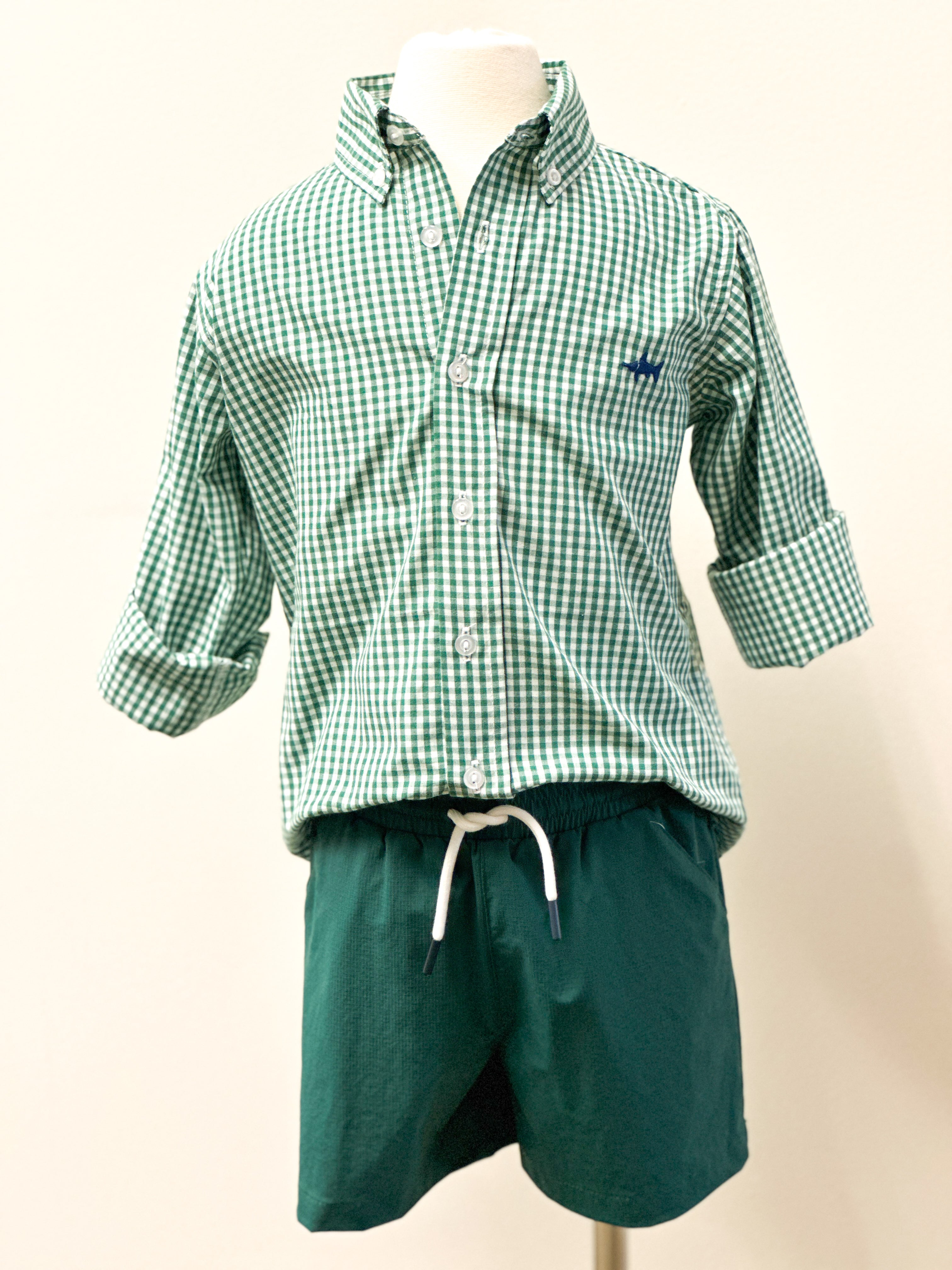 Carter Oxford Boys Shirt Green Check 