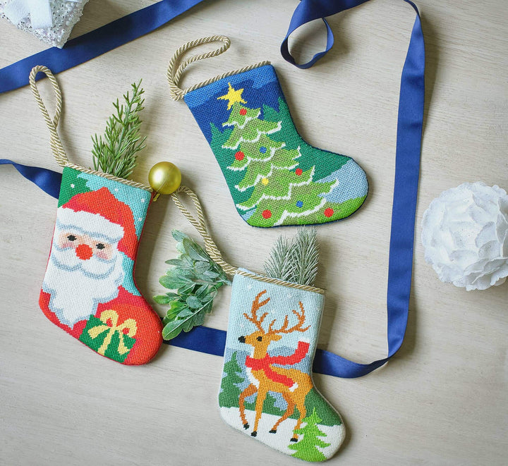 Christmas Tree Embroidered Mini Stocking