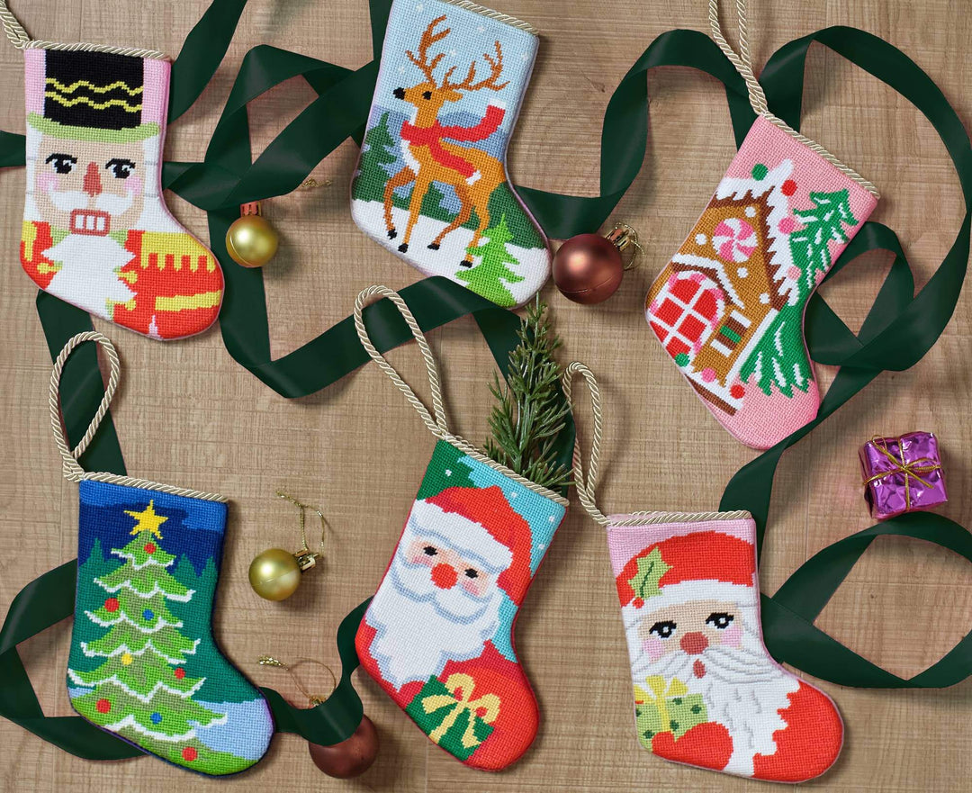Christmas Tree Embroidered Mini Stocking
