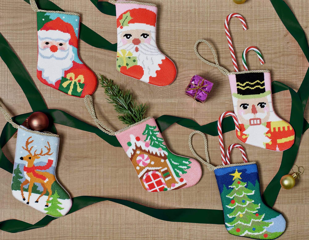 Christmas Tree Embroidered Mini Stocking