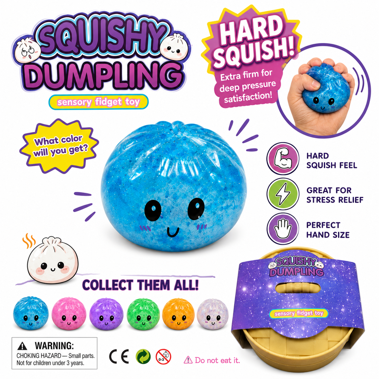 Squishy Dumpling Mini Hard Squish Sensory Toy MSDS9
