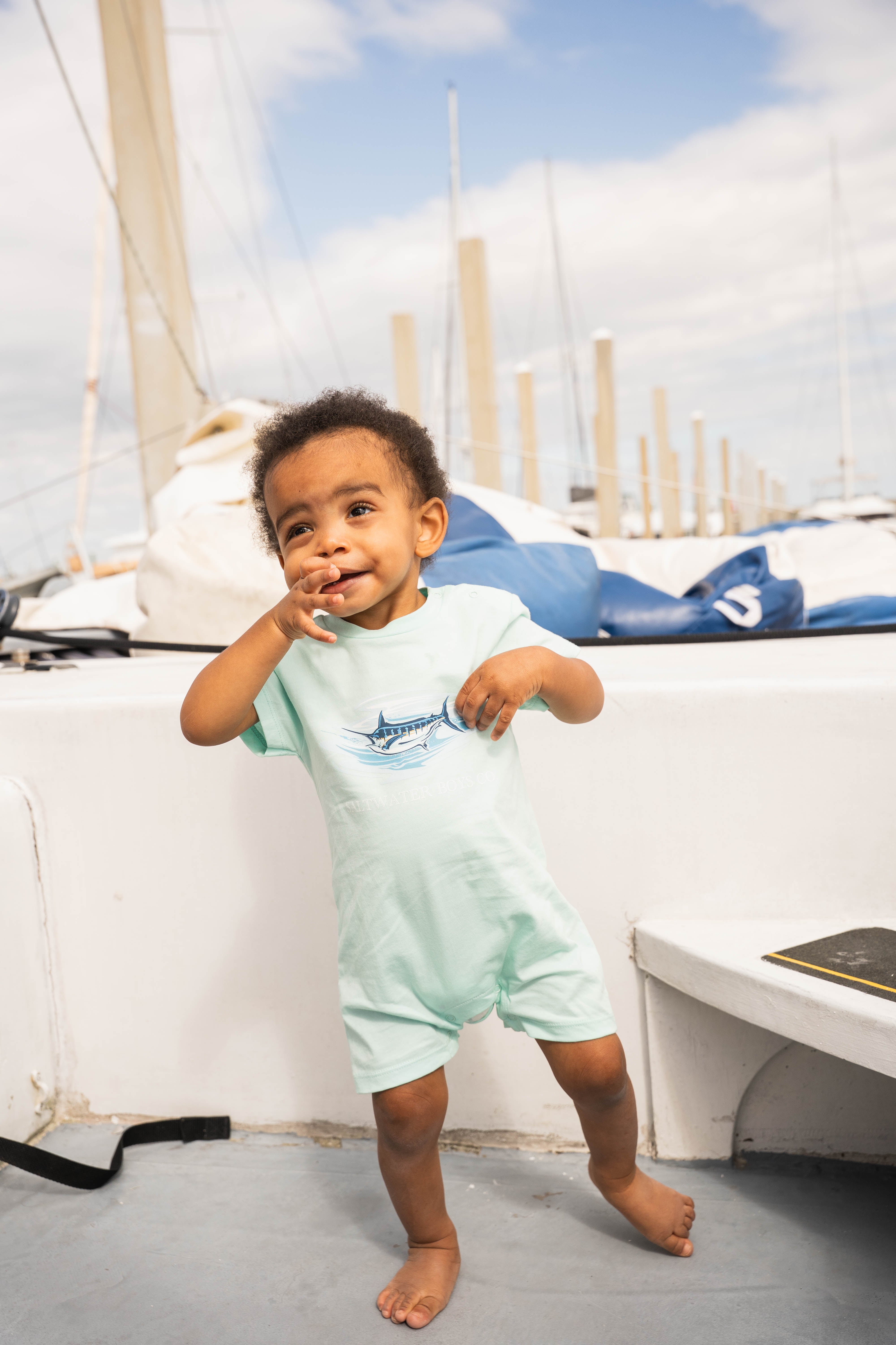 Marlin T-Shirt Romper - Aqua