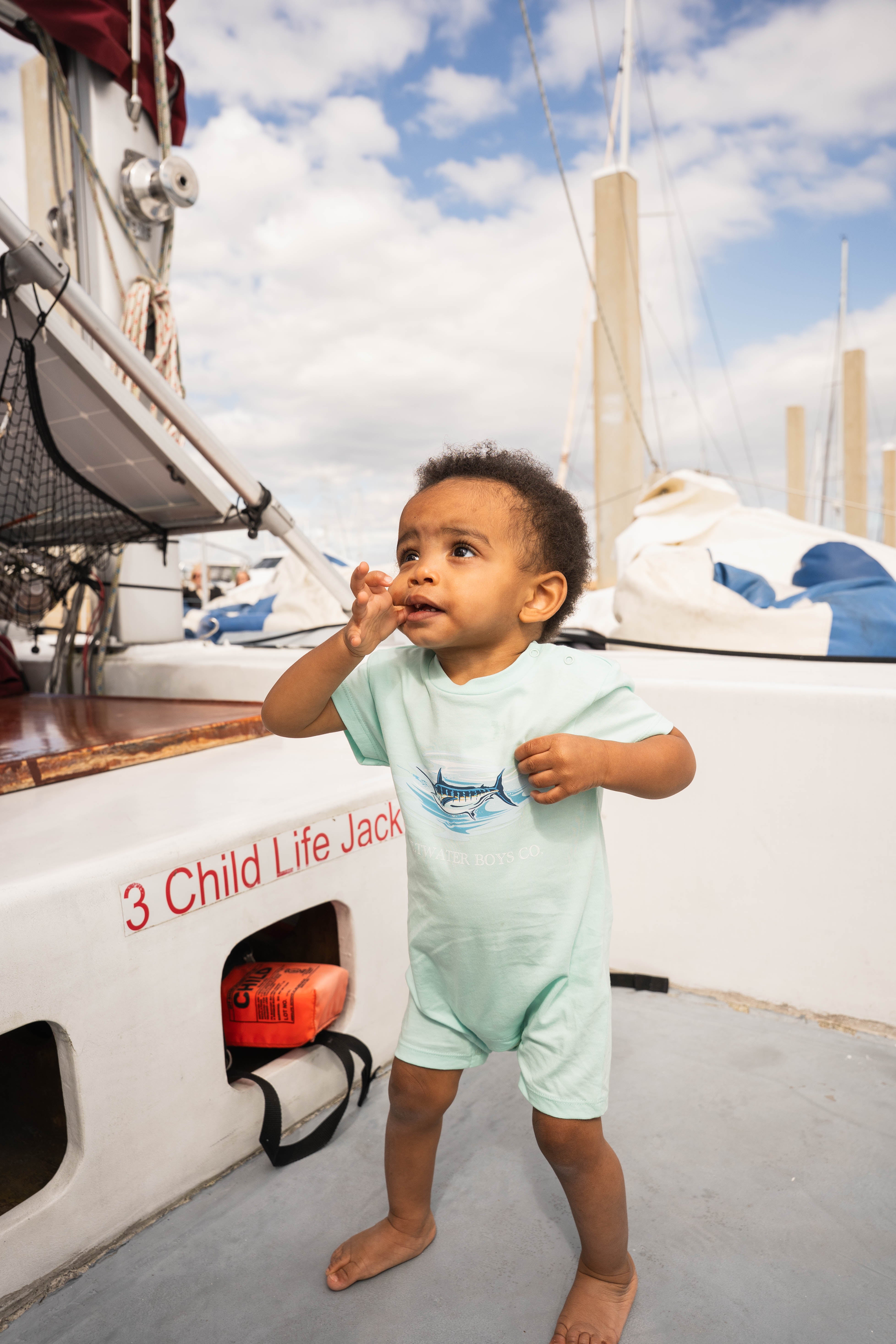 Marlin T-Shirt Romper - Aqua