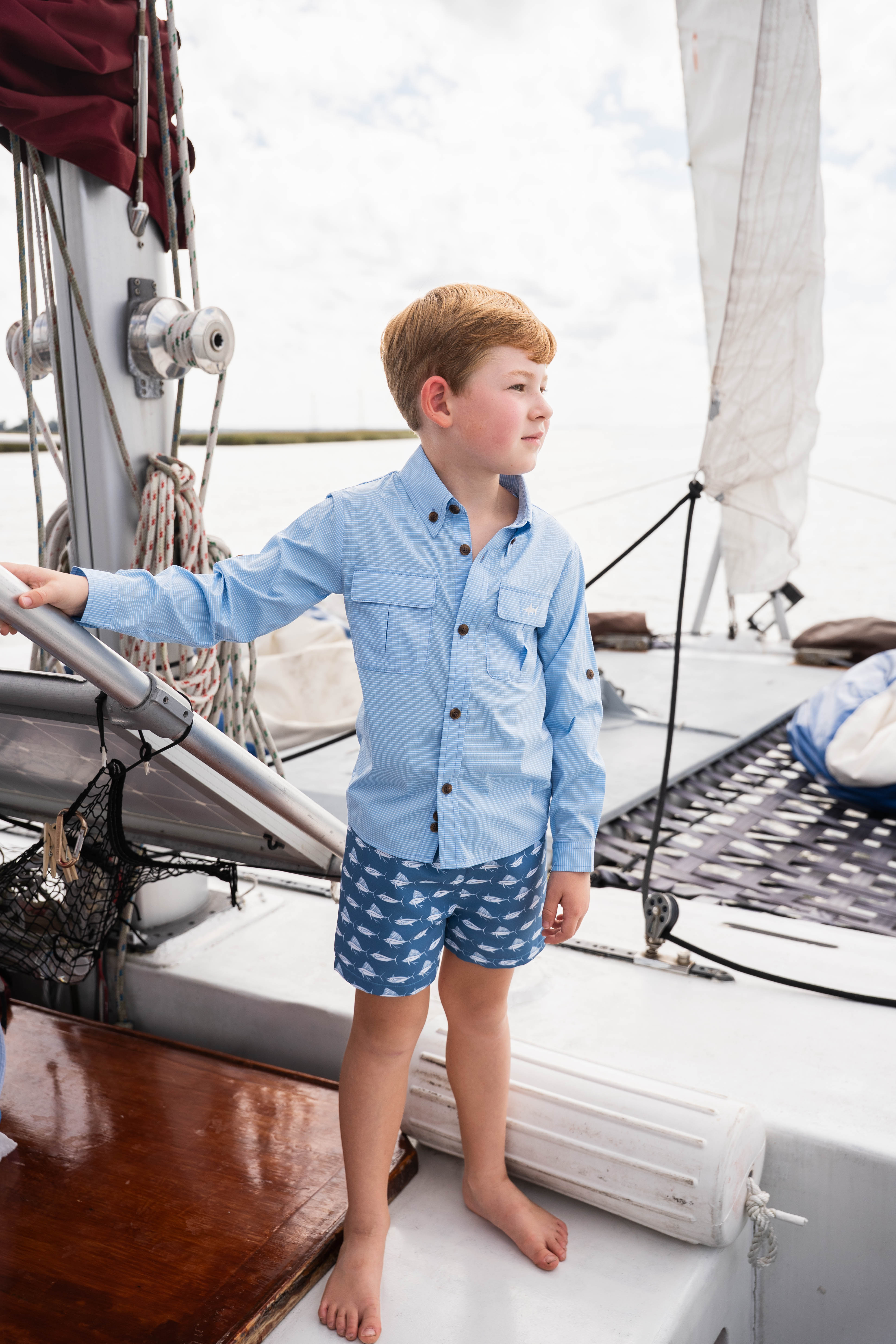 Flagler Fishing Shirt Blue Stripe