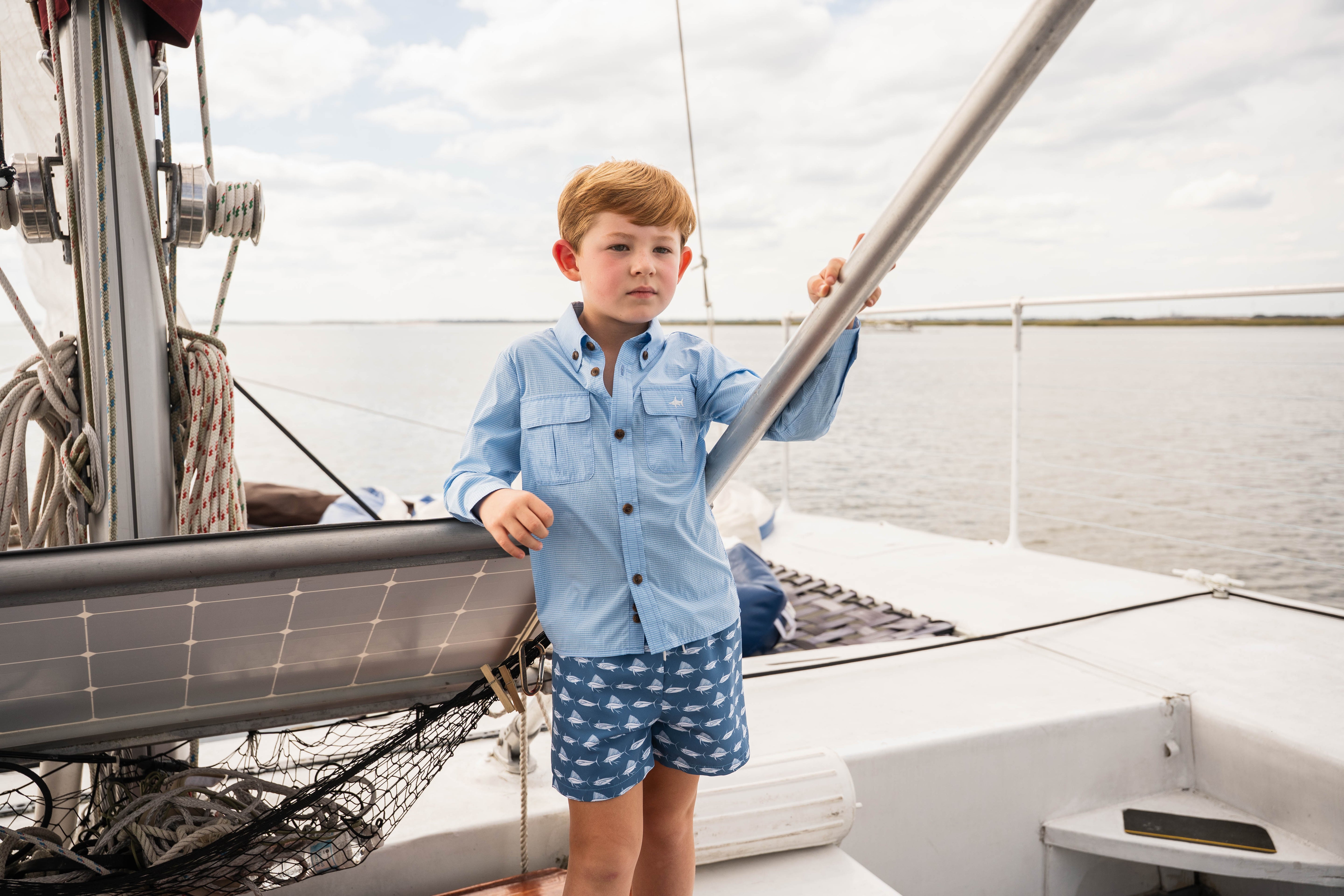 Saint Simons Swim Trunk Navy/White Fish